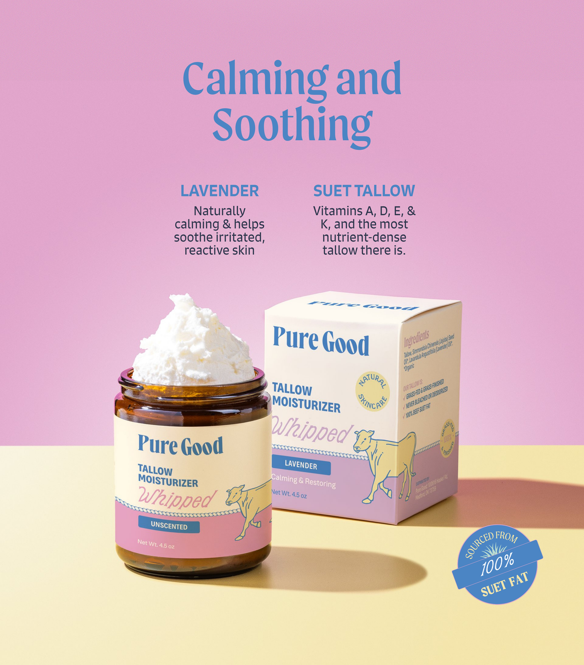 Pure Good Lavender Whipped Tallow - Calming & Restoring