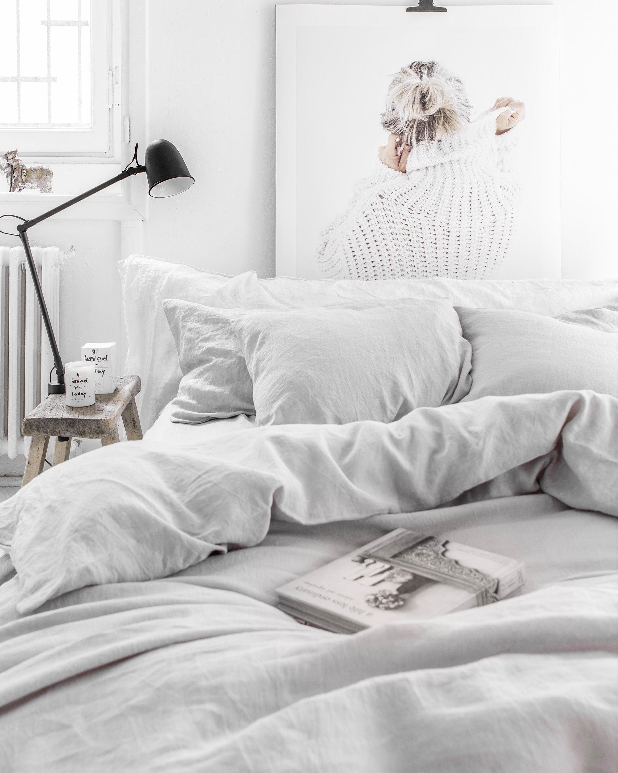MagicLinen Light Gray Linen Duvet Cover Set (3 Pcs)