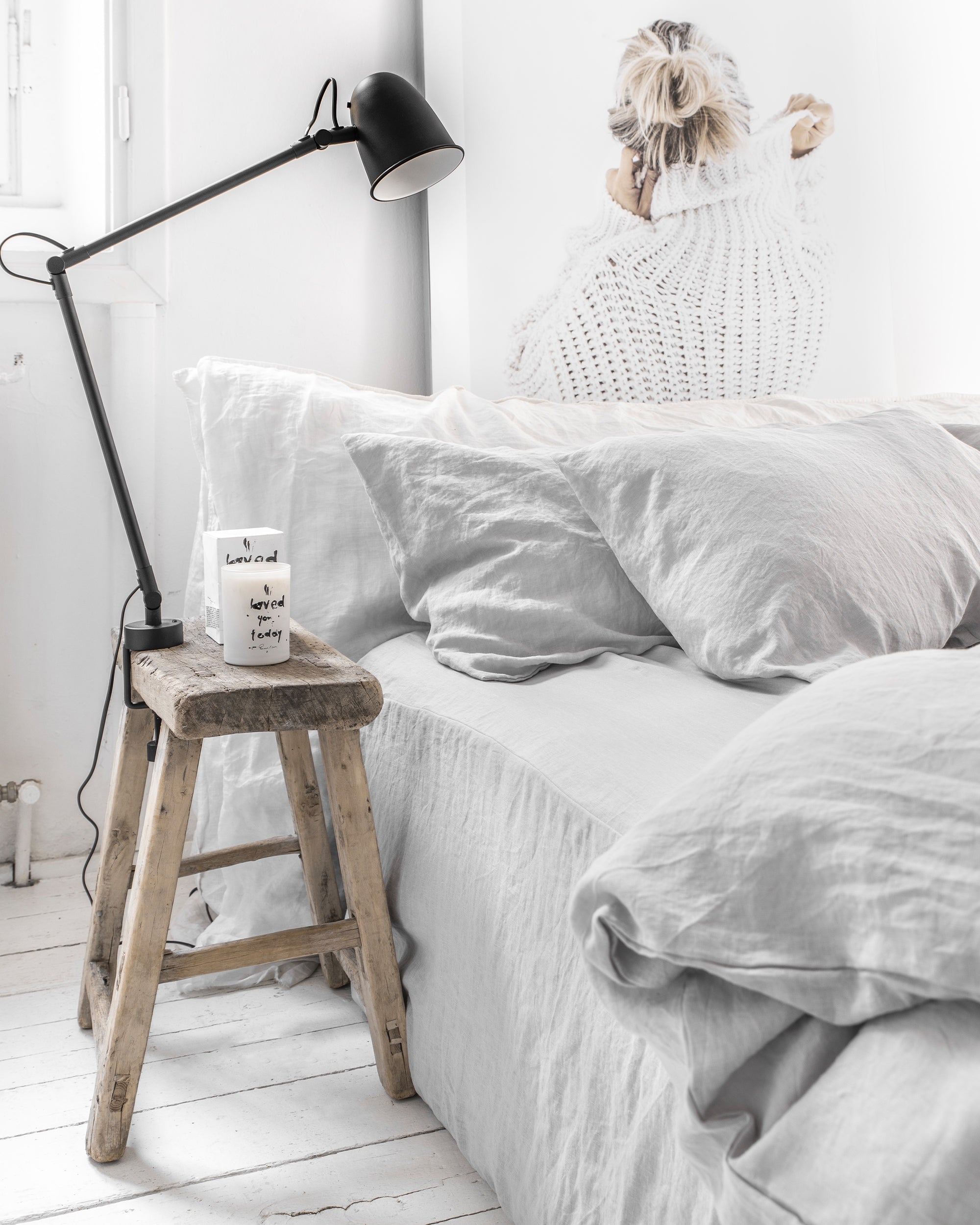 MagicLinen Light Gray Linen Duvet Cover Set (3 Pcs)