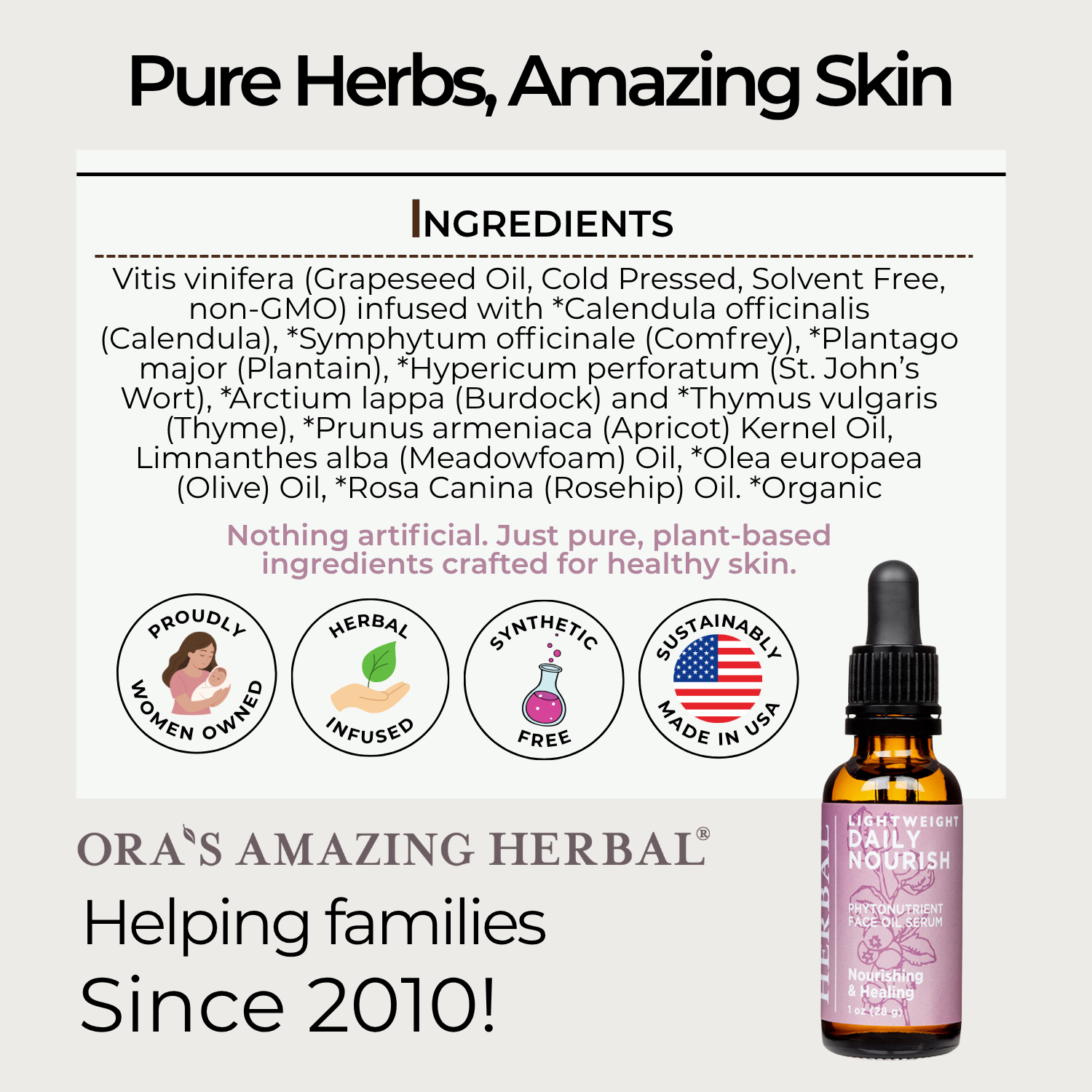 Ora's Amazing Herbal Lightweight Daily Nourish Face Oil Serum
