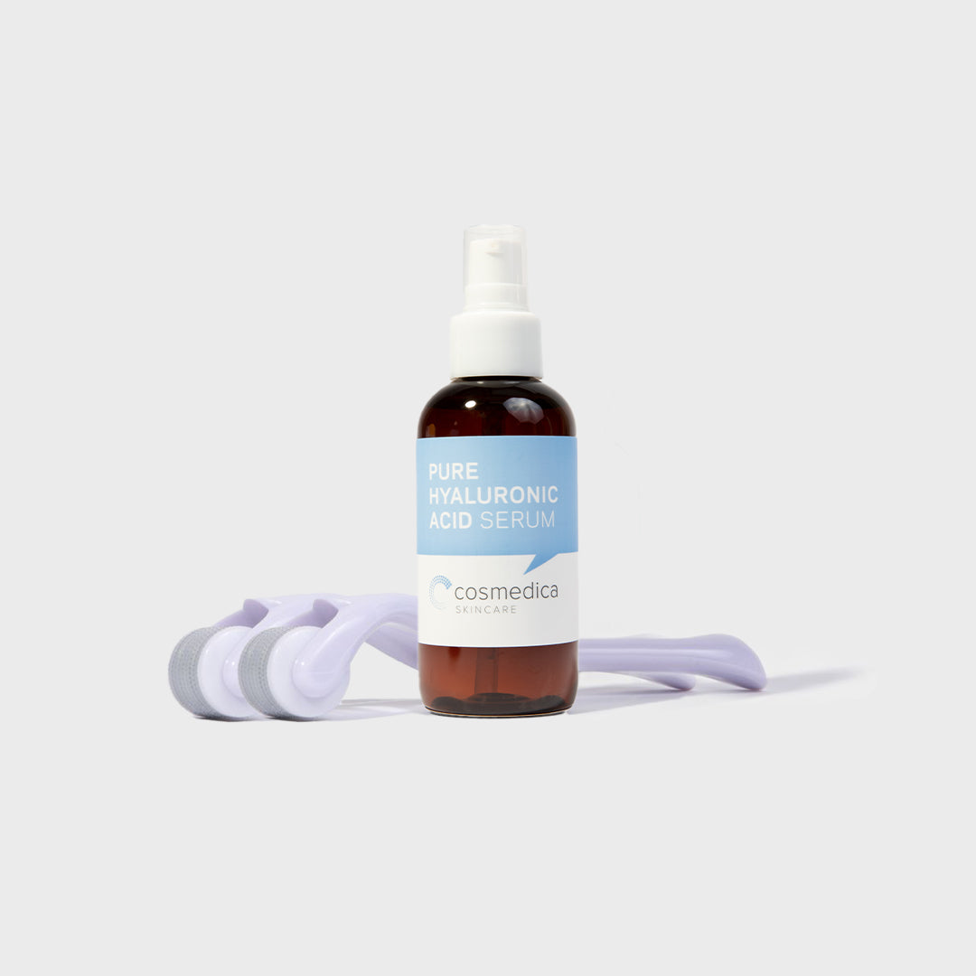Cosmedica Pure Hyaluronic Acid Serum bottle on a light gray background