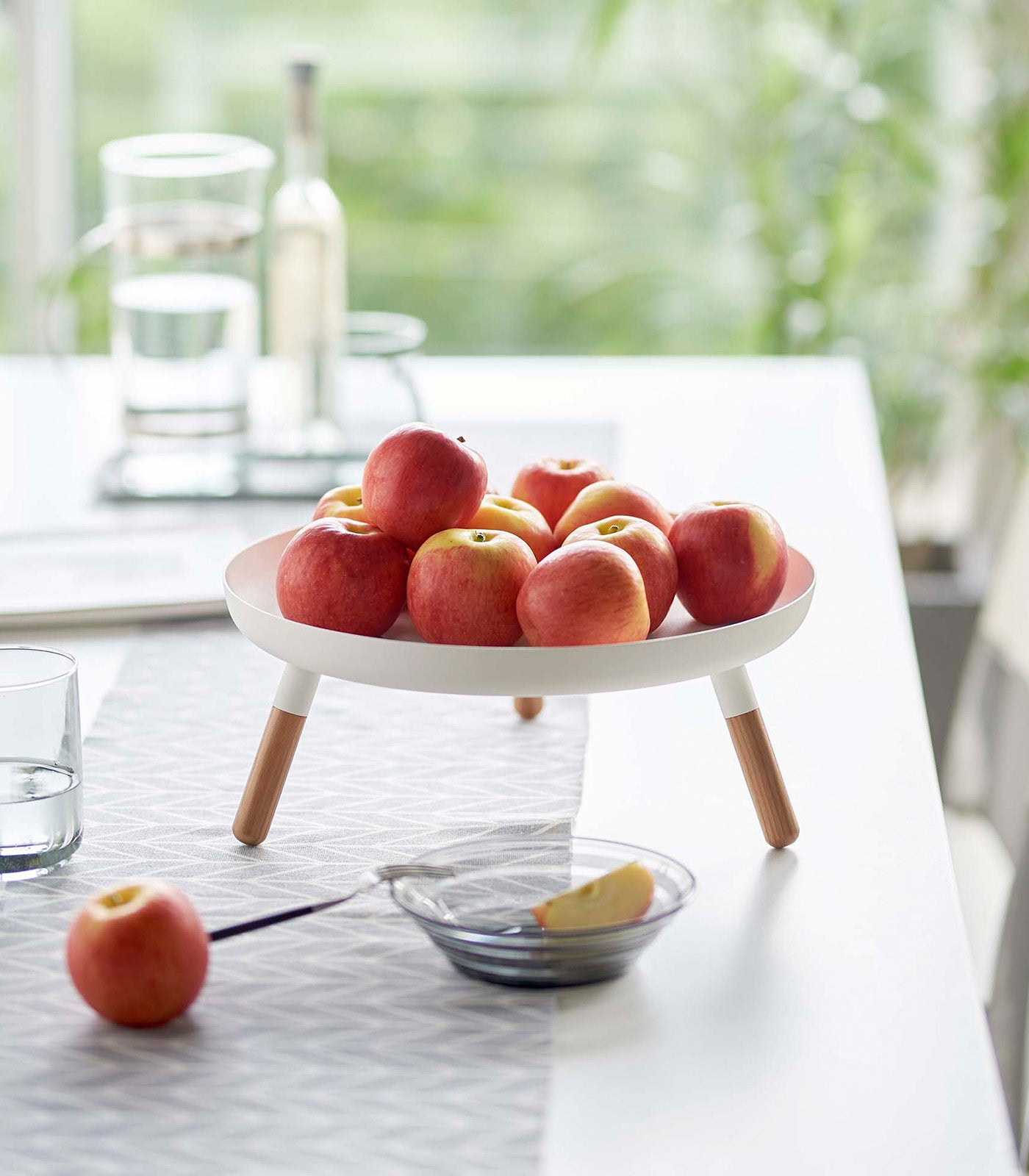 Yamazaki Home Countertop Pedestal Tray (5" H)  - Steel + Wood