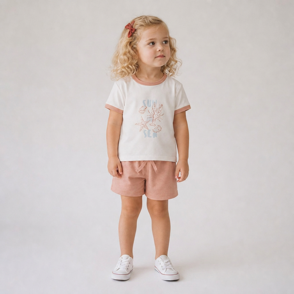 Makemake Organics - Organic Graphic Tee & Shorts Set - Beach Day