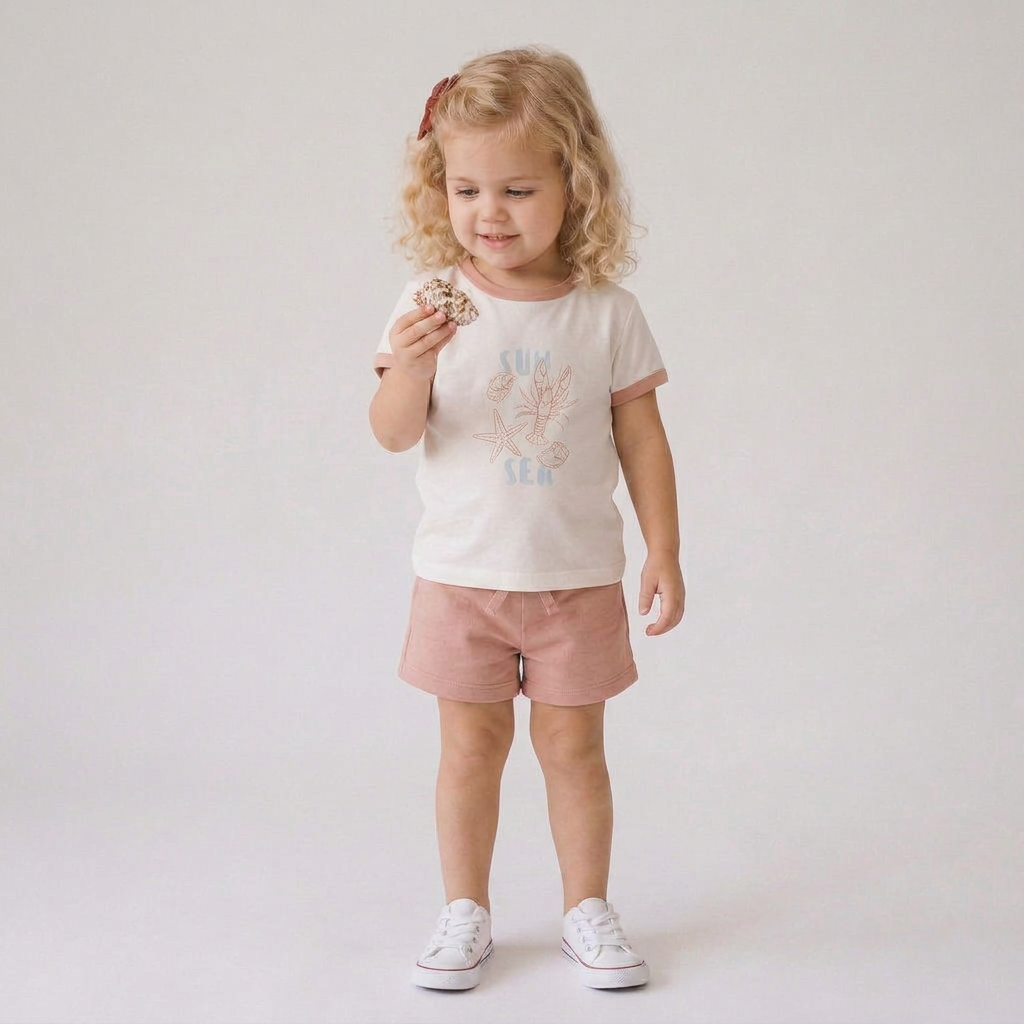 Makemake Organics - Organic Graphic Tee & Shorts Set - Beach Day