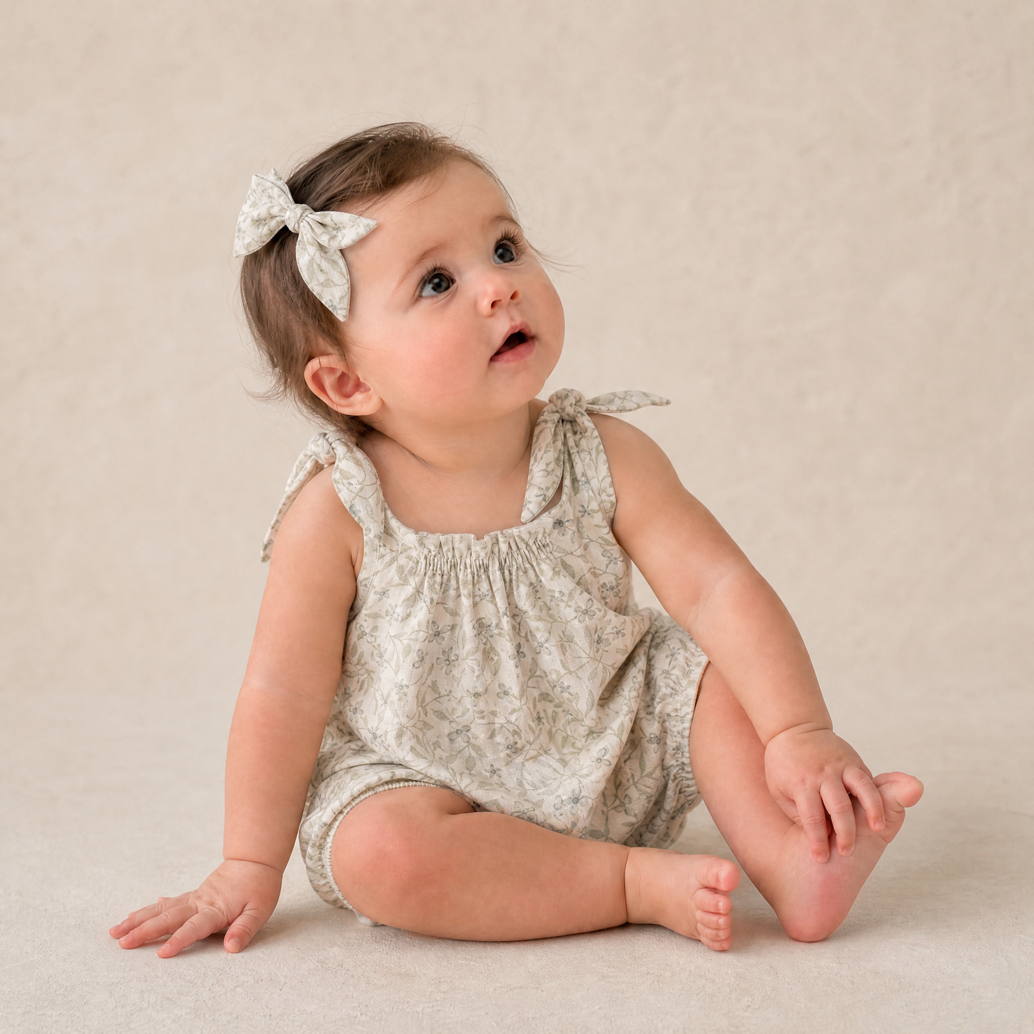 Makemake Organics - Organic Tie Shoulder Bubble Romper - Bluebelle