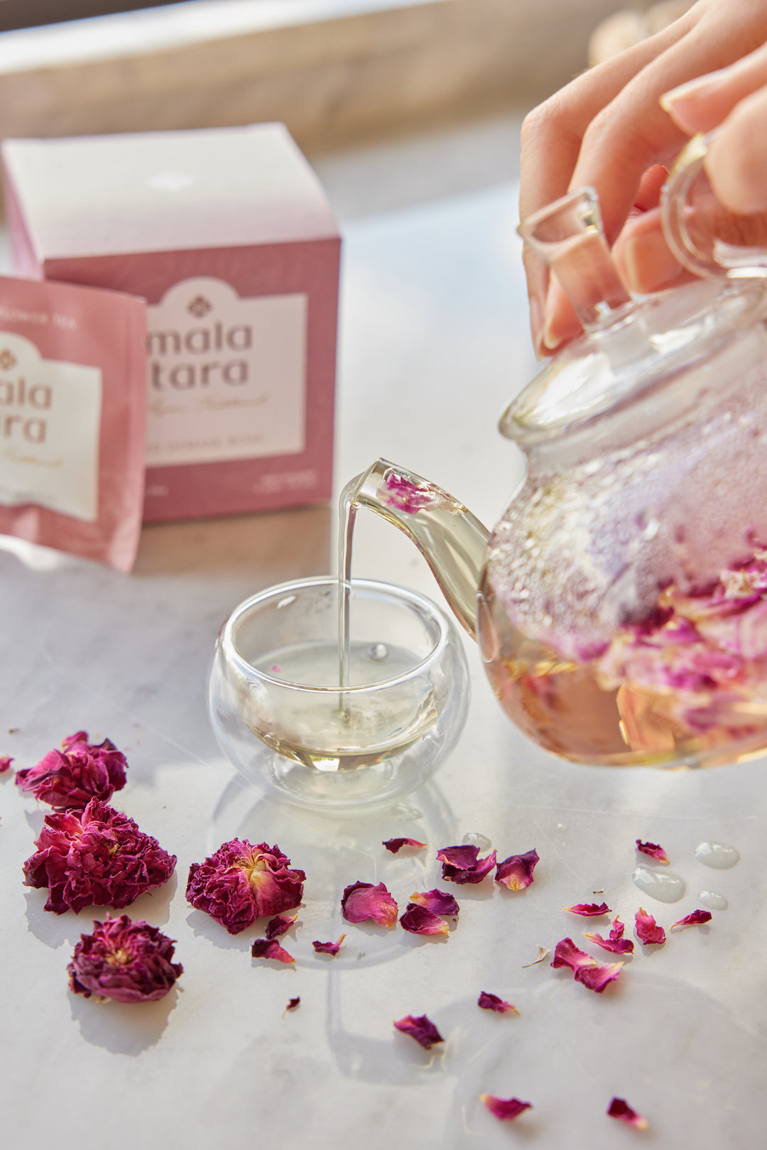 Mala Tara Red Damask Rose Whole Flower Tea Box
