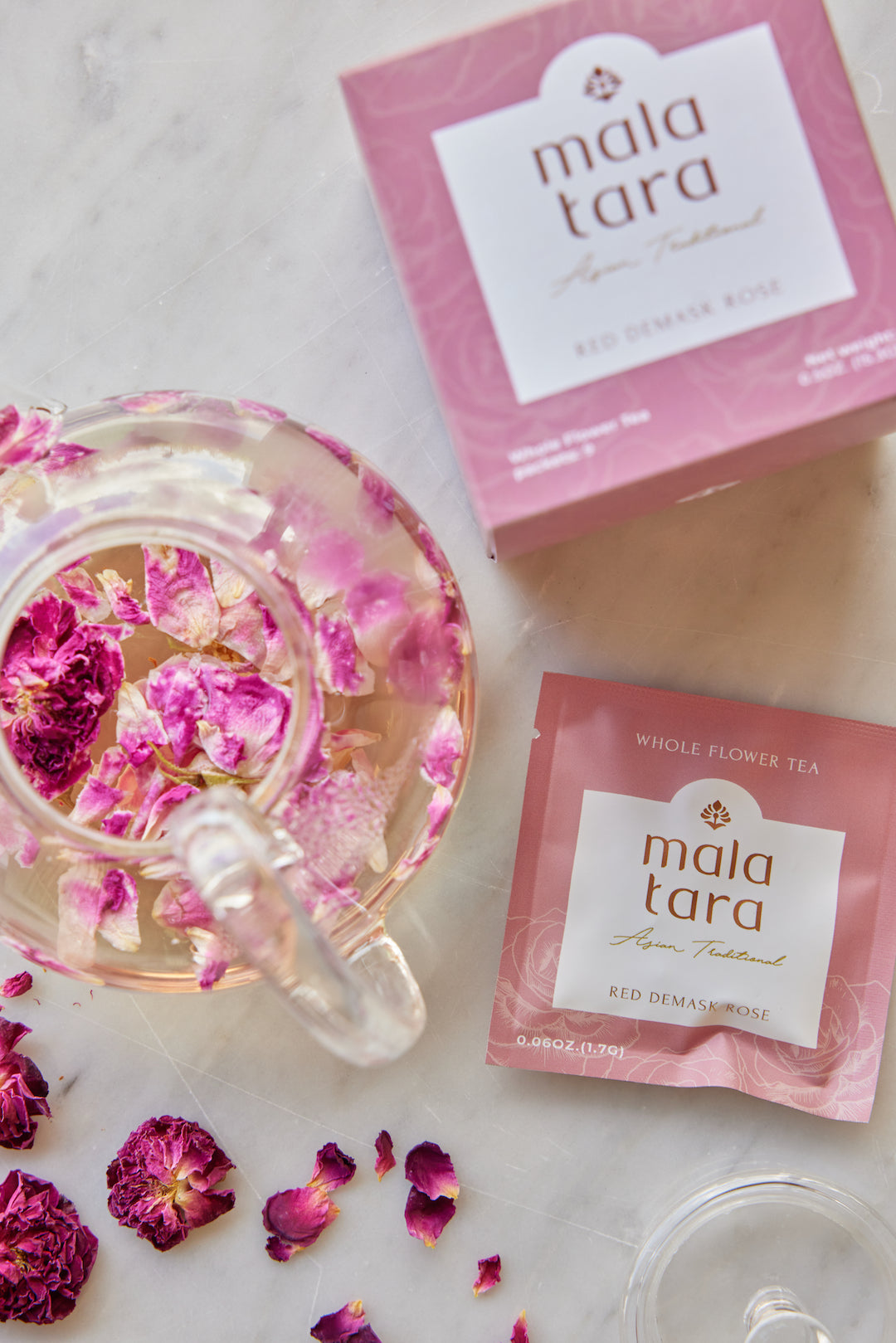 Mala Tara Red Damask Rose Whole Flower Tea Box