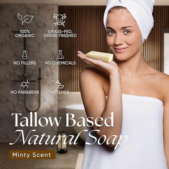 Mint Beef Tallow Soap Twin Pack - 2 Bars — Eat My Face