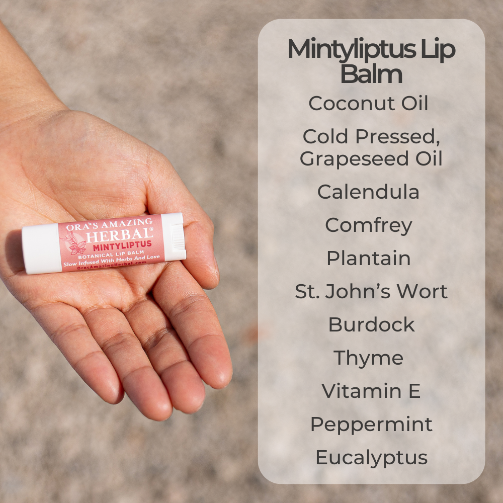 Ora's Amazing Herbal Natural Lip Balm 3 Pack, Vanilla, Earl Grey, Mintyliptus