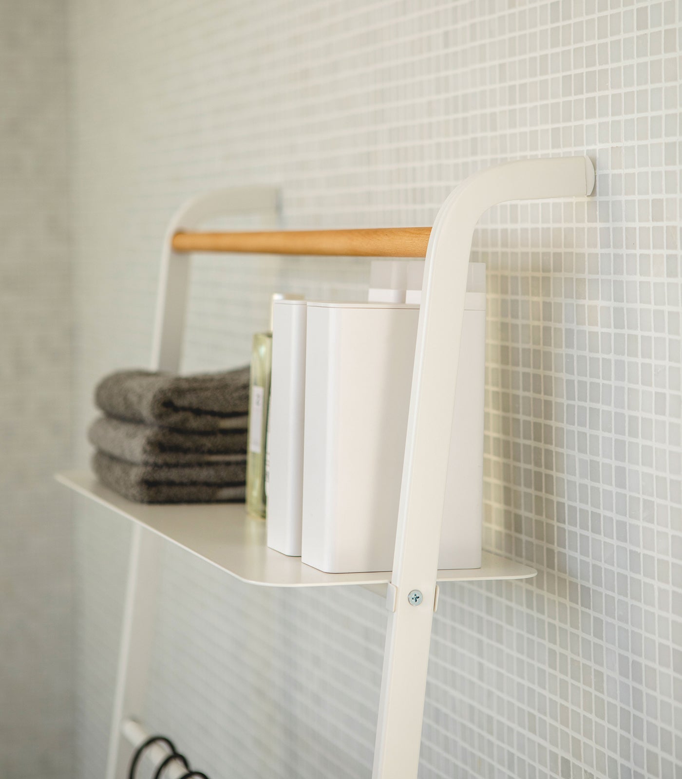 Yamazaki Home Leaning Storage Ladder With Shelf (63" H)  - Steel