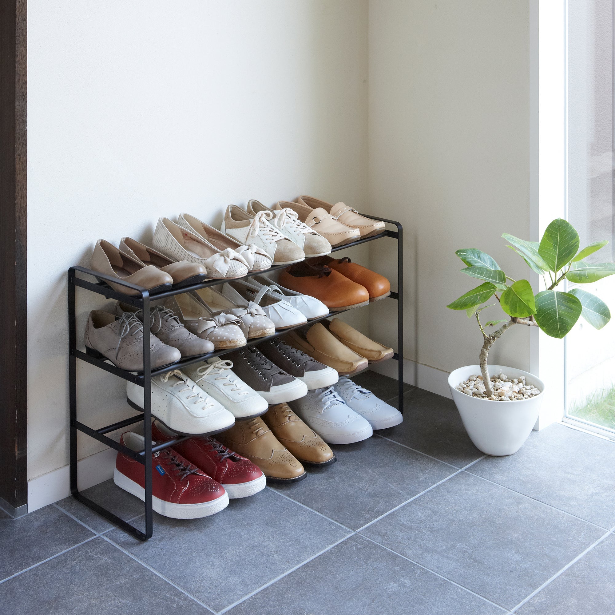 Yamazaki Home Three-Tier Expandable Shoe Rack (18" H)  - Steel