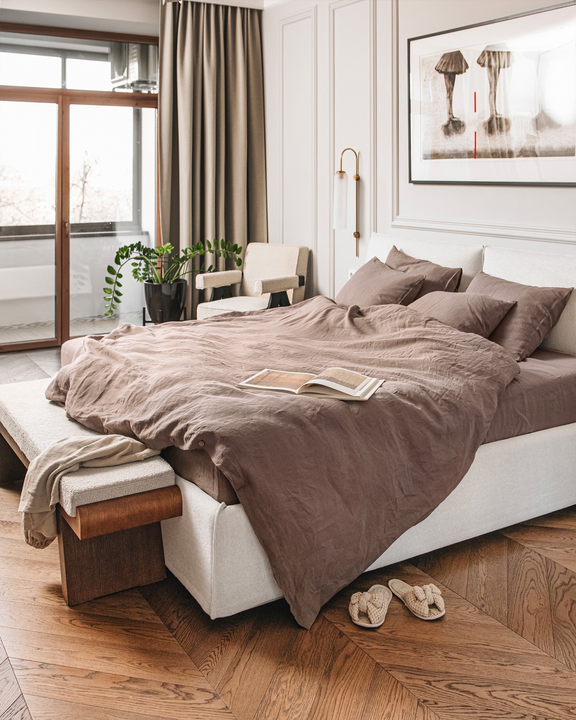 MagicLinen Mocha Linen Duvet Cover Set (3 Pcs)