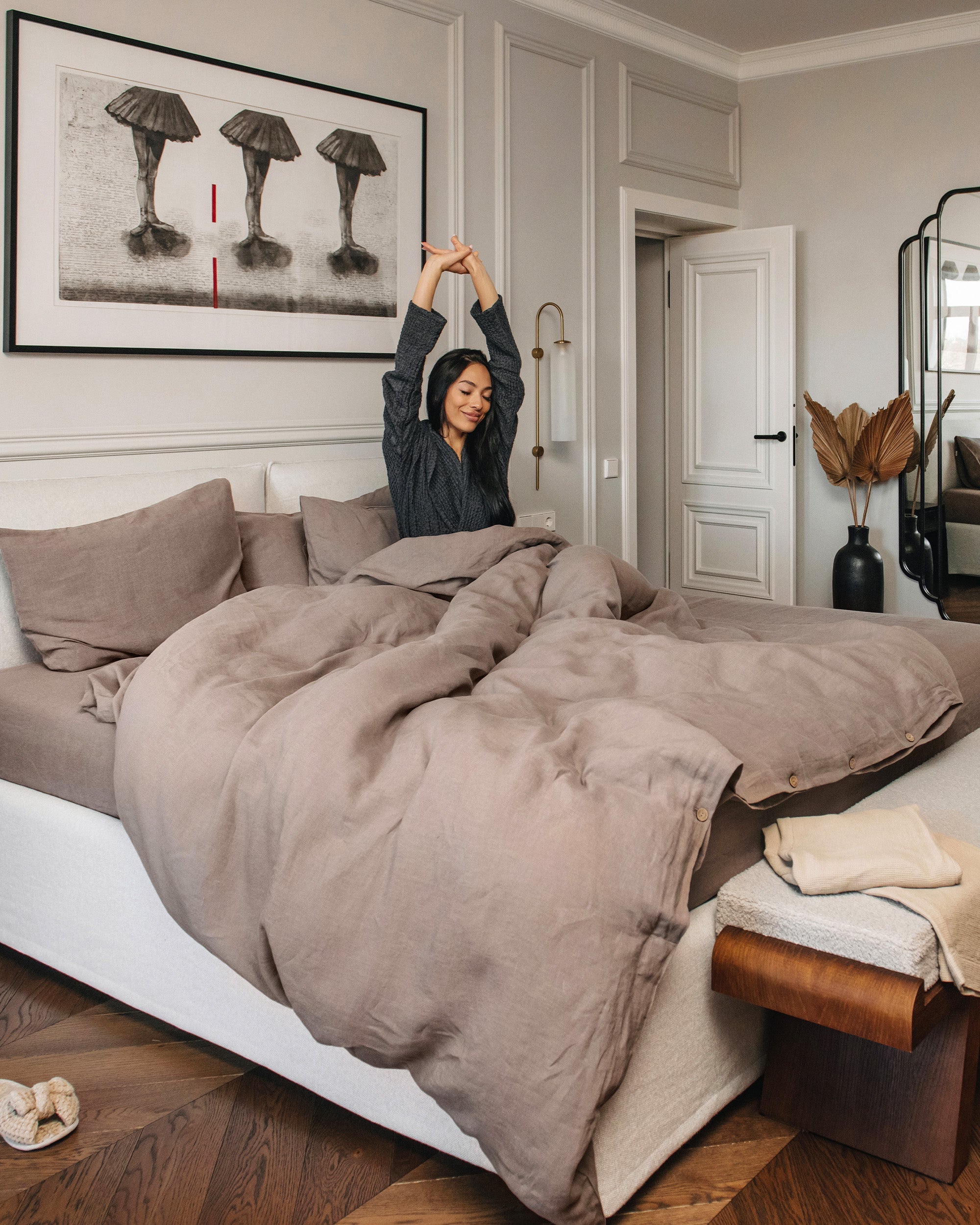 MagicLinen Mocha Linen Duvet Cover Set (3 Pcs)