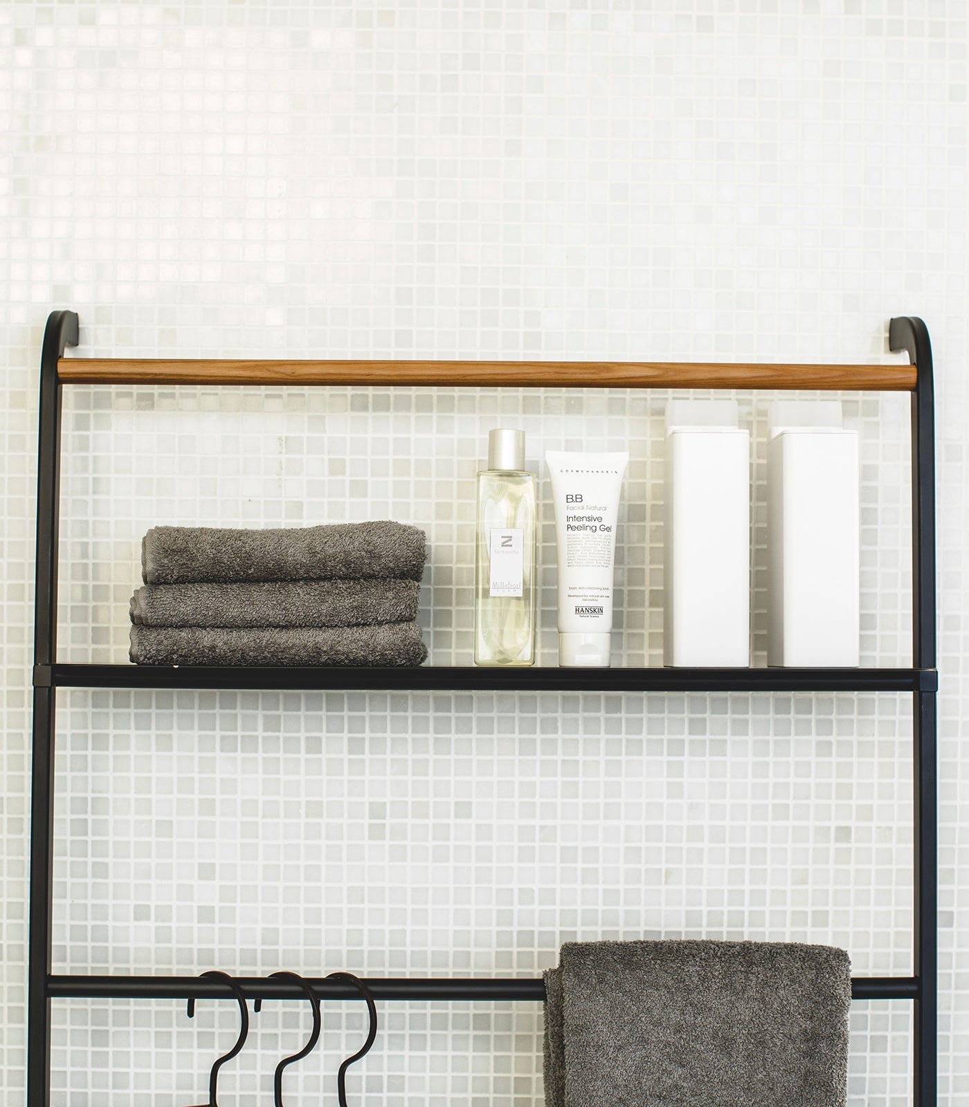 Yamazaki Home Leaning Storage Ladder With Shelf (63" H)  - Steel
