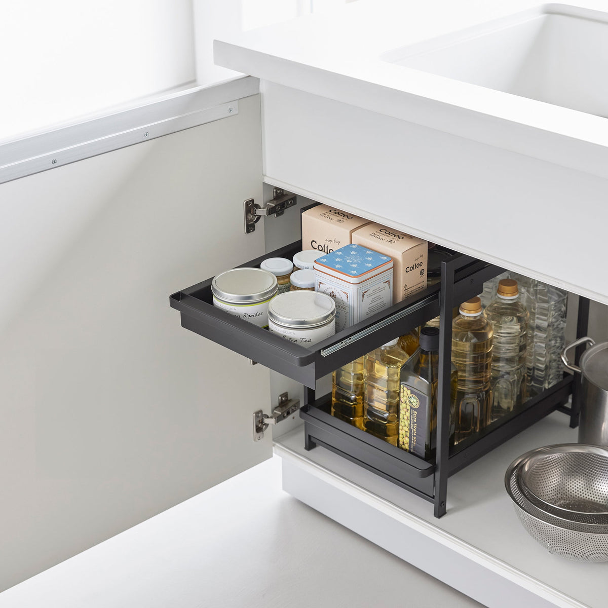 Yamazaki Home Two-Tier Pull-Out Shelf - Steel