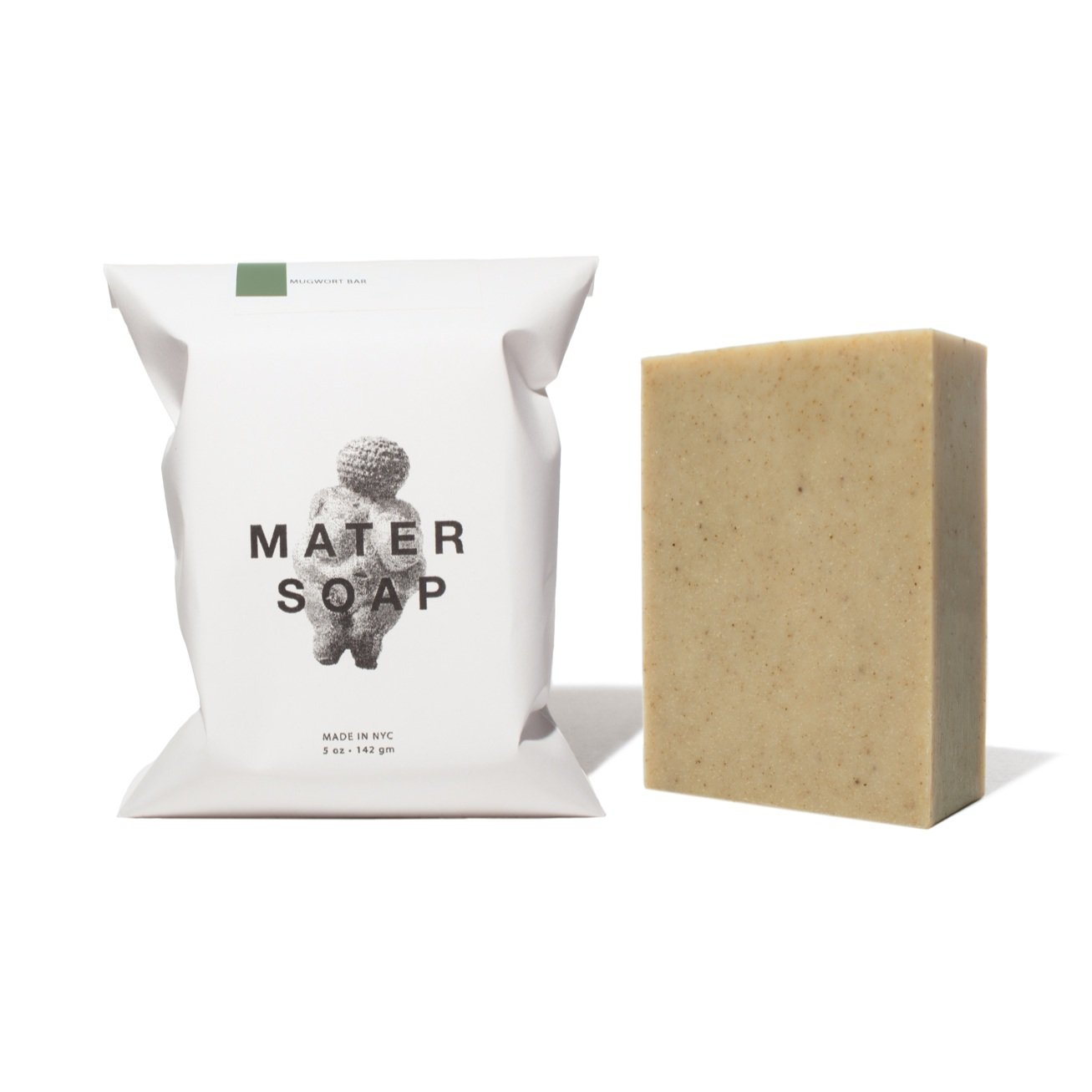 Mater Soap packaging and bar on a white background