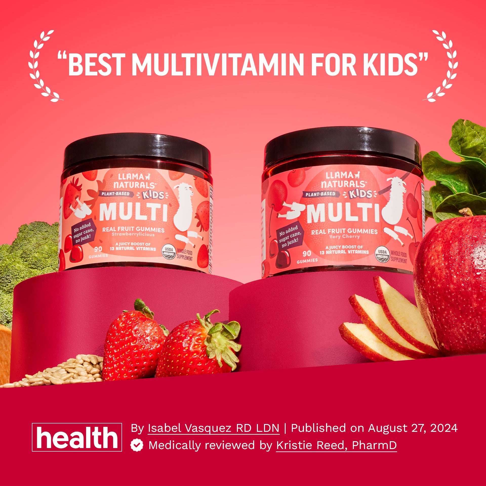 Llama Naturals Organic Kids Multivitamin - Strawberry Gummies