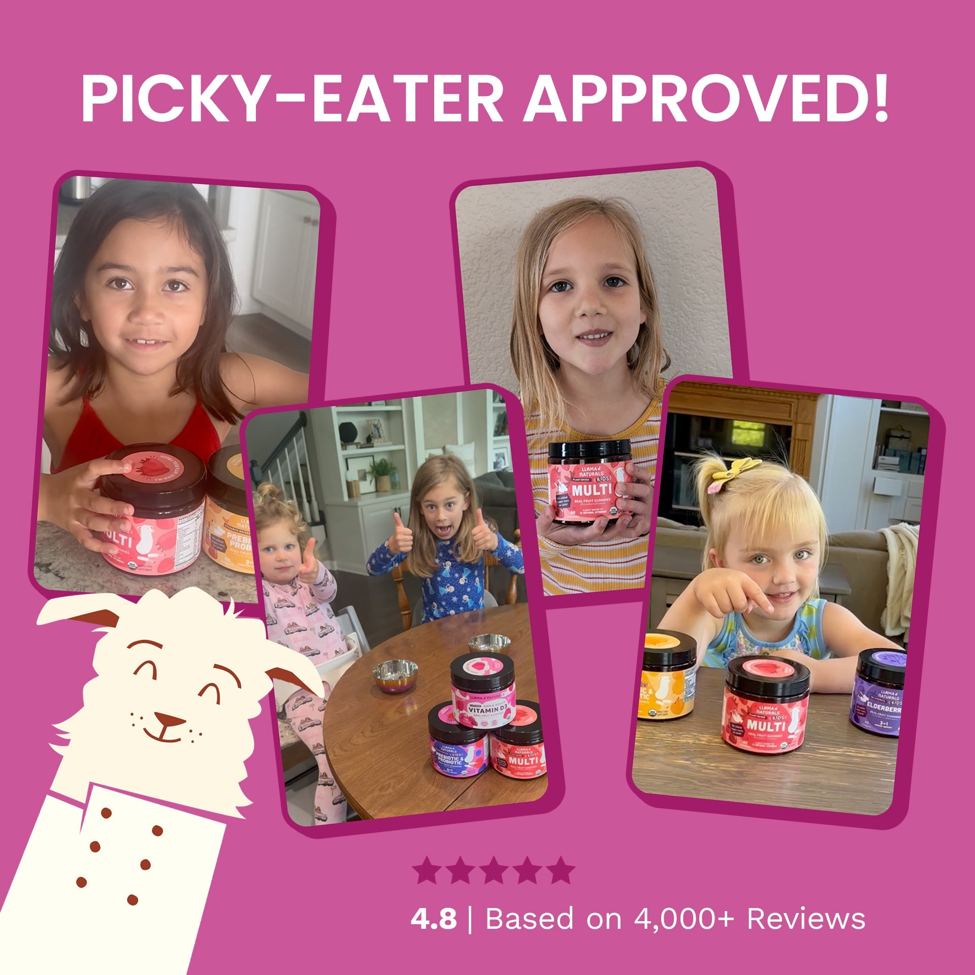 Llama Naturals Organic Kids Multivitamin - Strawberry Gummies