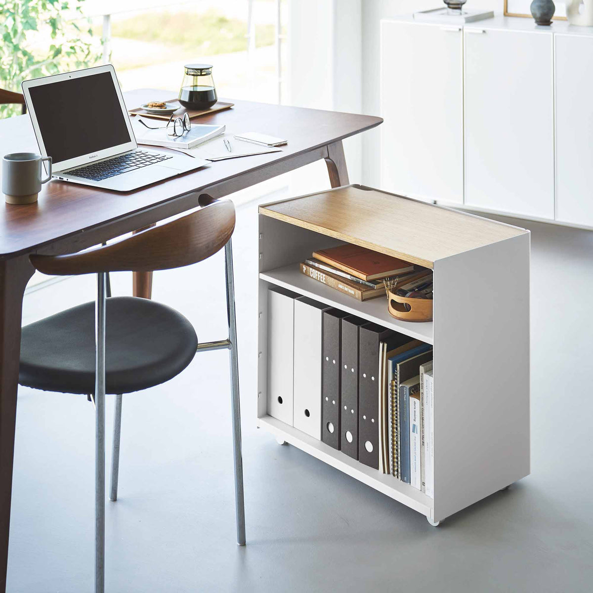 Yamazaki Home Mobile Hideaway Storage Cart (23" H) - Steel + Wood