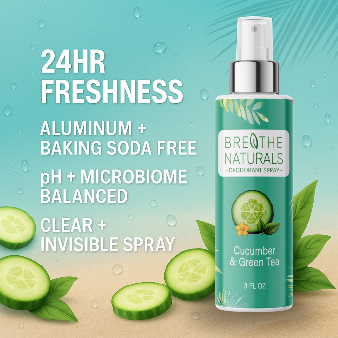 Breathe Naturals Deodorant Cucumber & Green Tea Spray Deodorant - 2 Pack