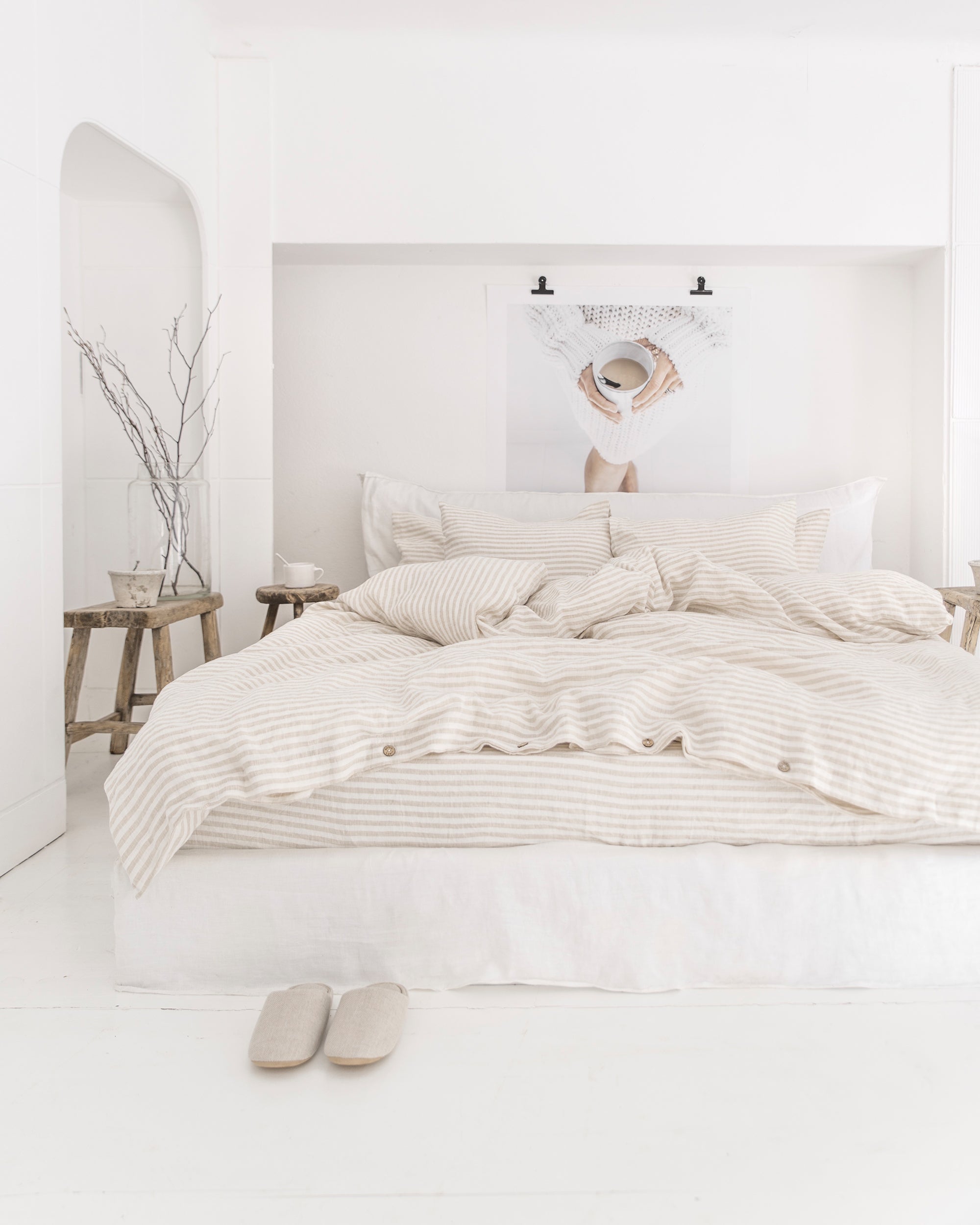 MagicLinen Striped in Natural Linen Sheet Set (4 Pcs)
