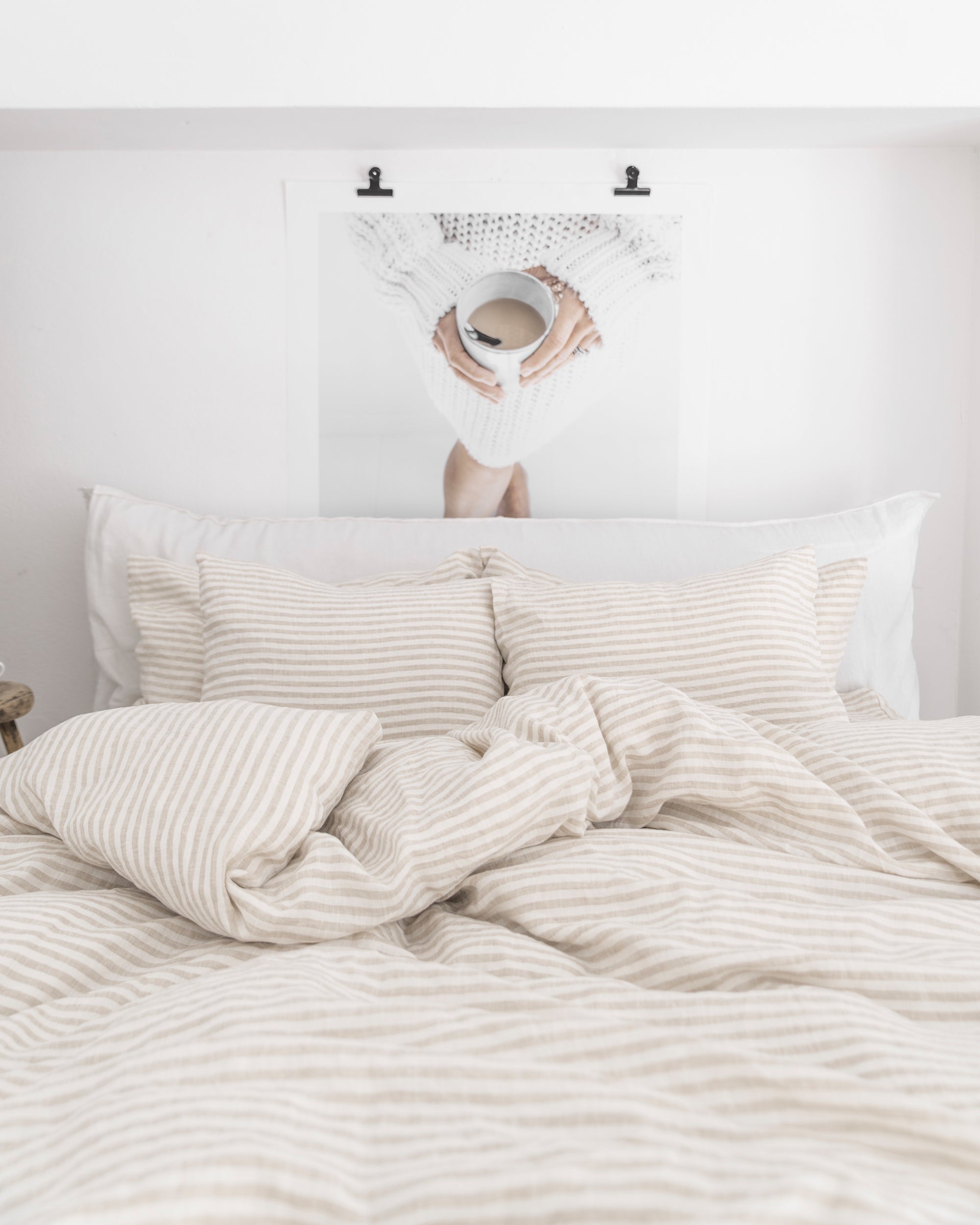 MagicLinen Striped in Natural Linen Sheet Set (4 Pcs)