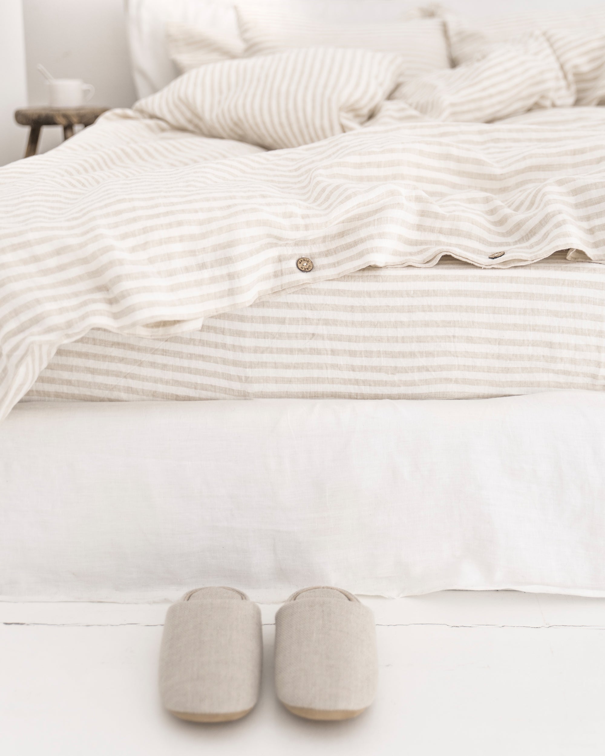 MagicLinen Striped in Natural Linen Sheet Set (4 Pcs)
