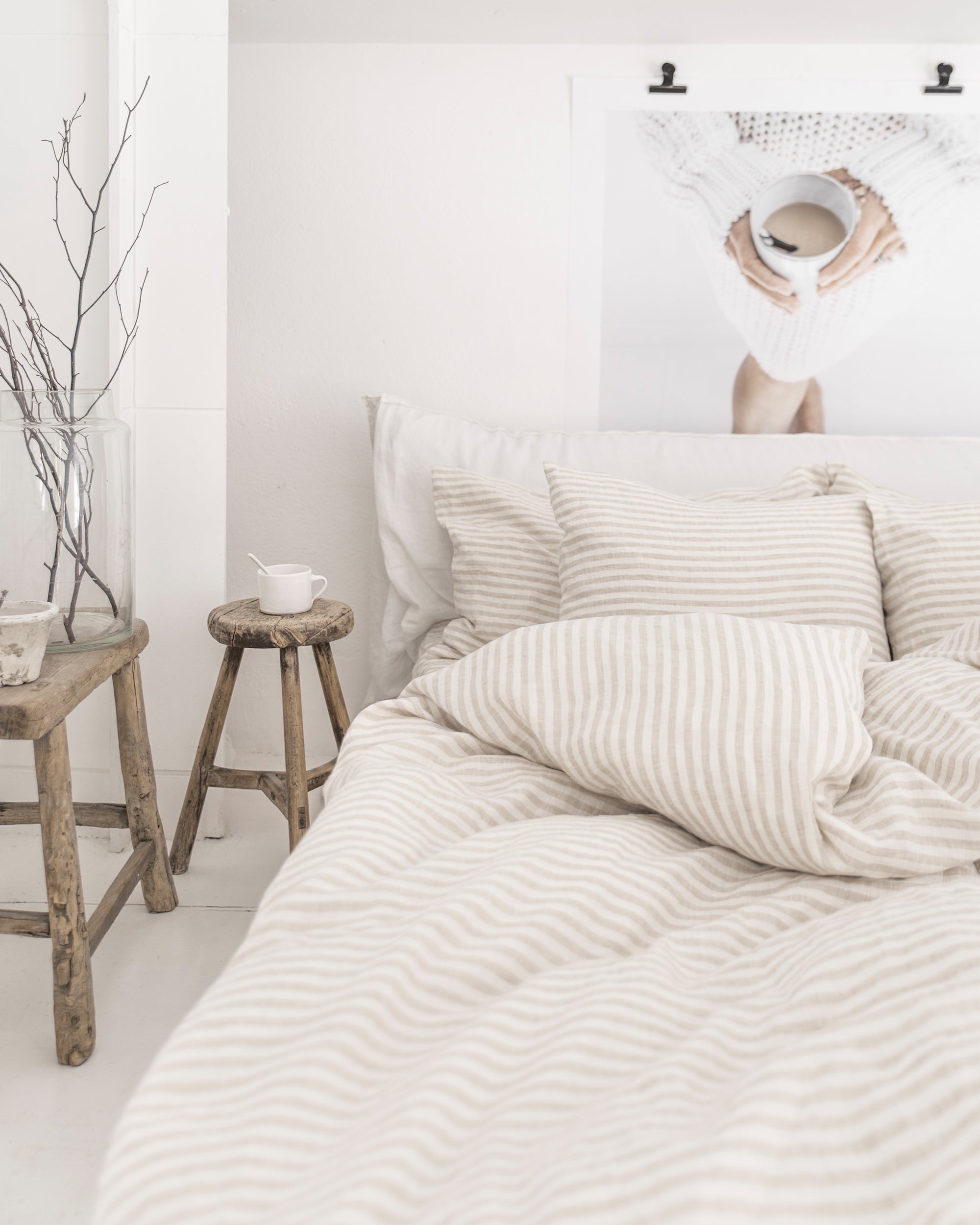 MagicLinen Striped in Natural Linen Sheet Set (4 Pcs)