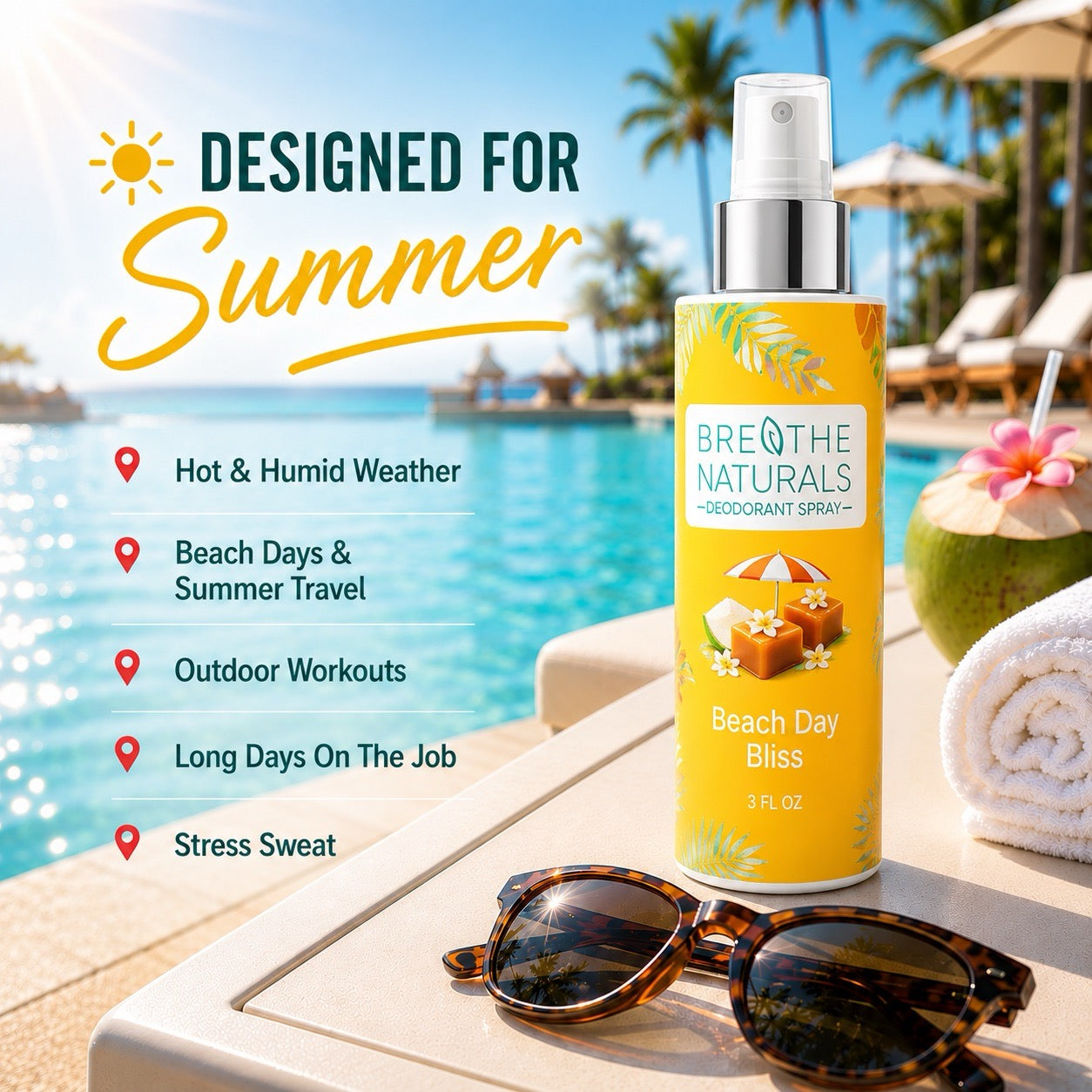 Breathe Naturals Deodorant Beach Day Bliss Spray - 2 Pack