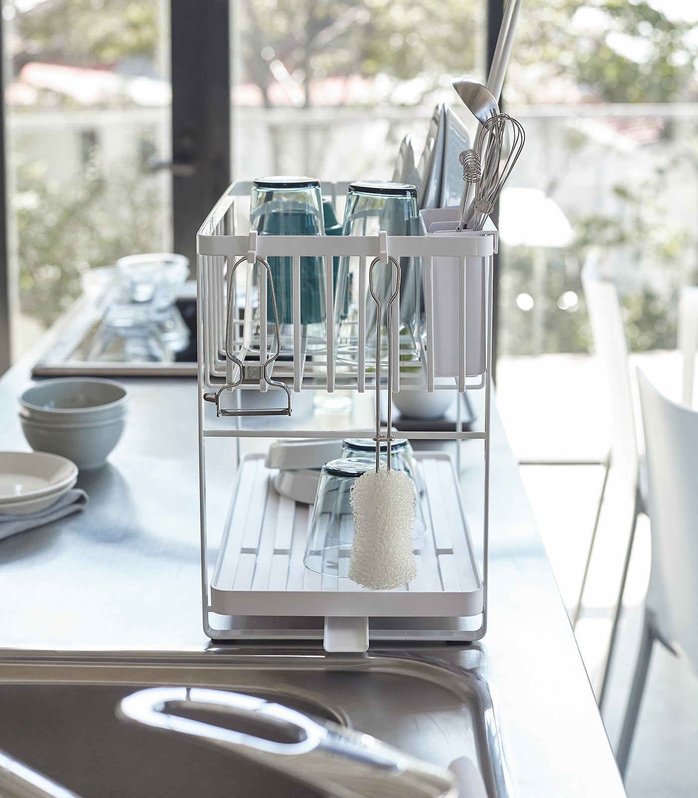Yamazaki Home Two-Tier Wire Dish Rack - Steel