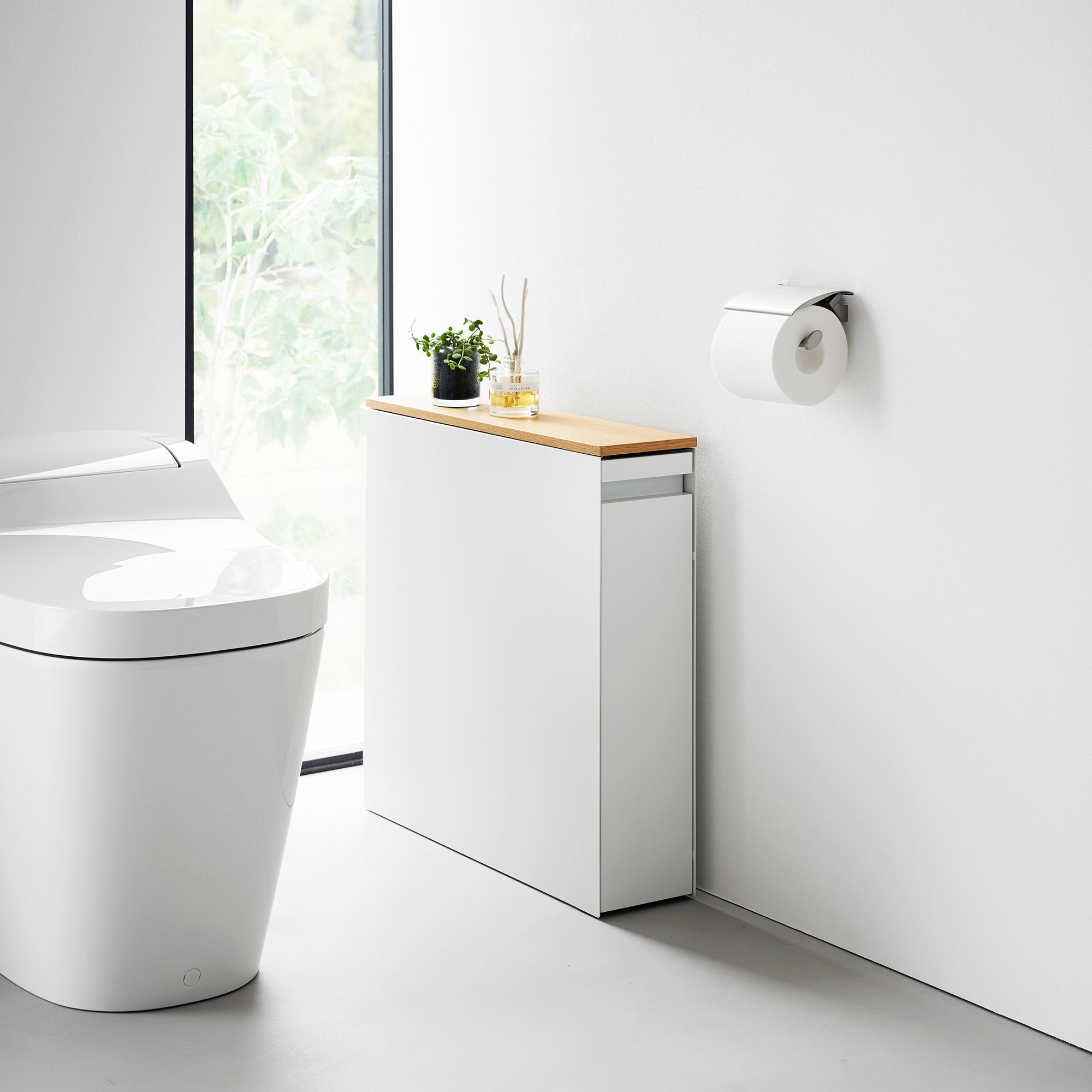 Yamazaki Home Pull-Out Bathroom Storage Cabinet - Steel + Wood