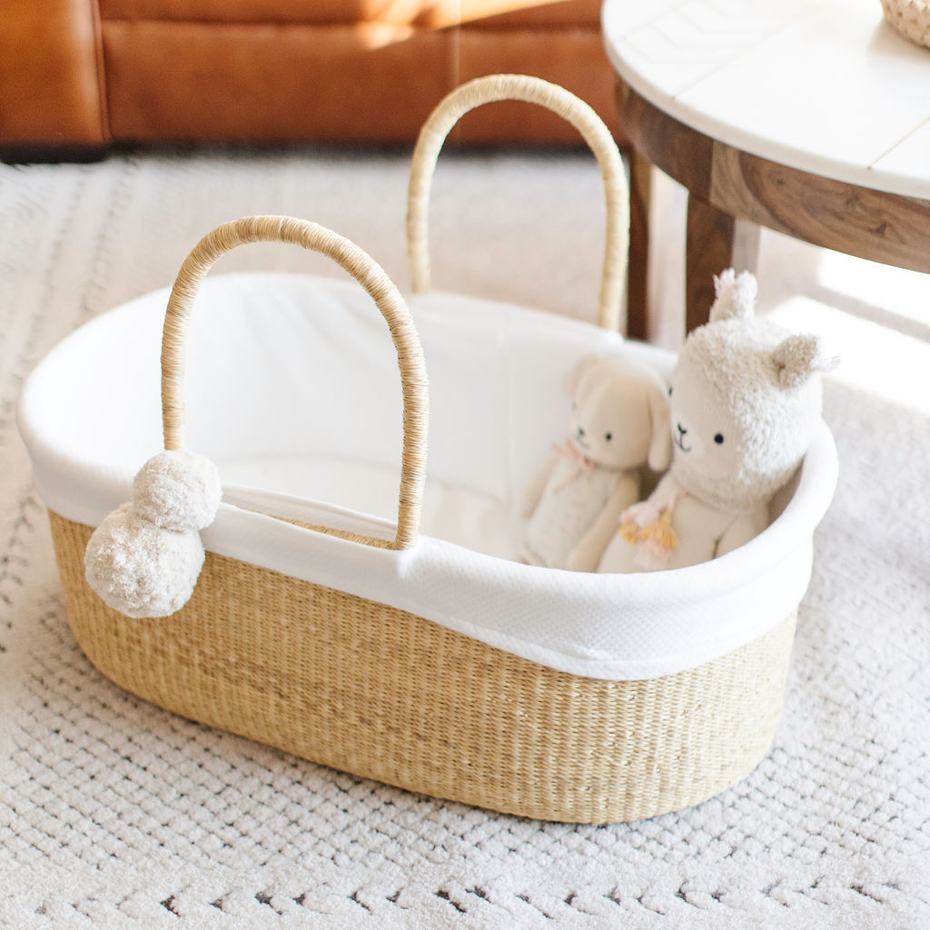 Plum+Sparrow Vegan Handle No-Hood Moses Basket