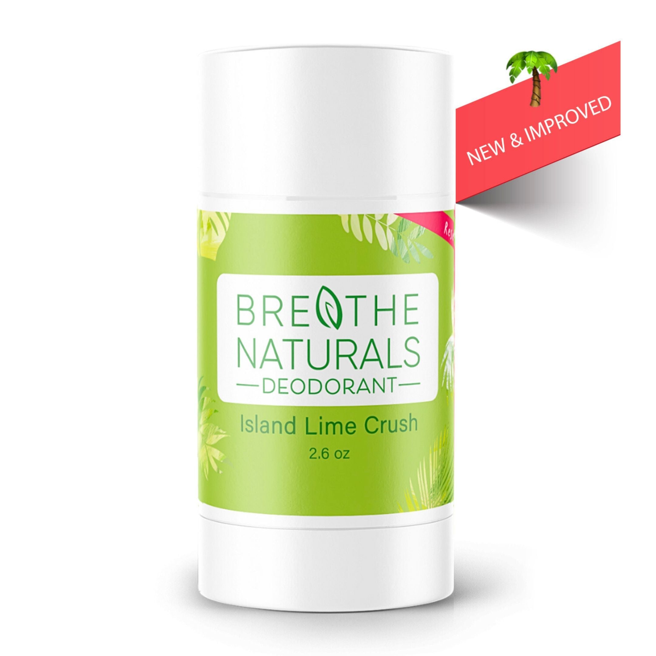 Breathe Naturals Island Lime Crush deodorant stick on a white background