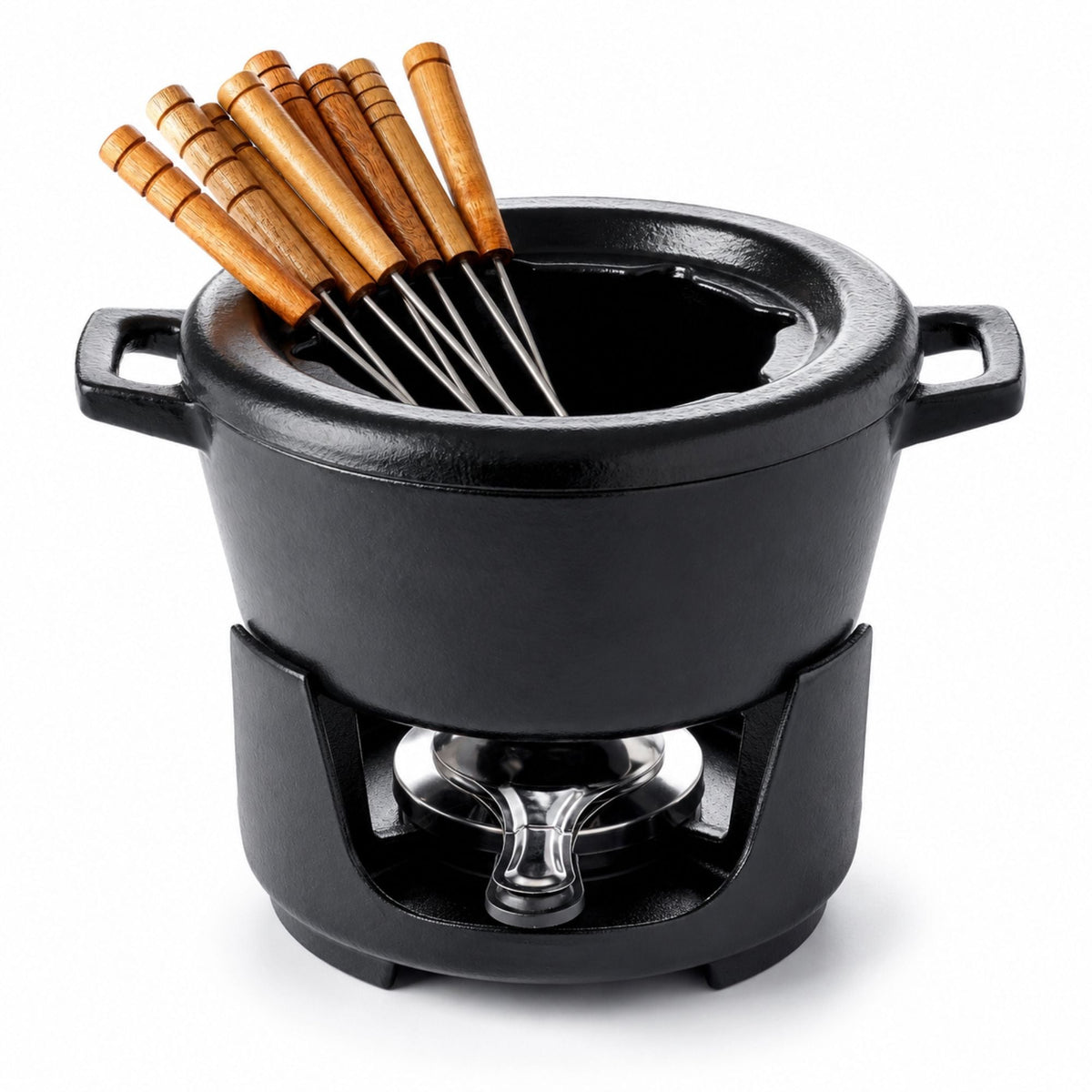 Alva Cookware Enameled Cast Iron Fondue Set, 8-Piece, 2-Qt