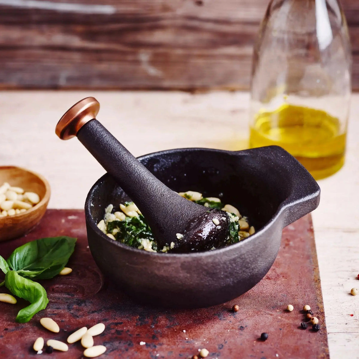 Alva Cookware Enameled Cast Iron Mortar & Pestle Set, 2-Cup