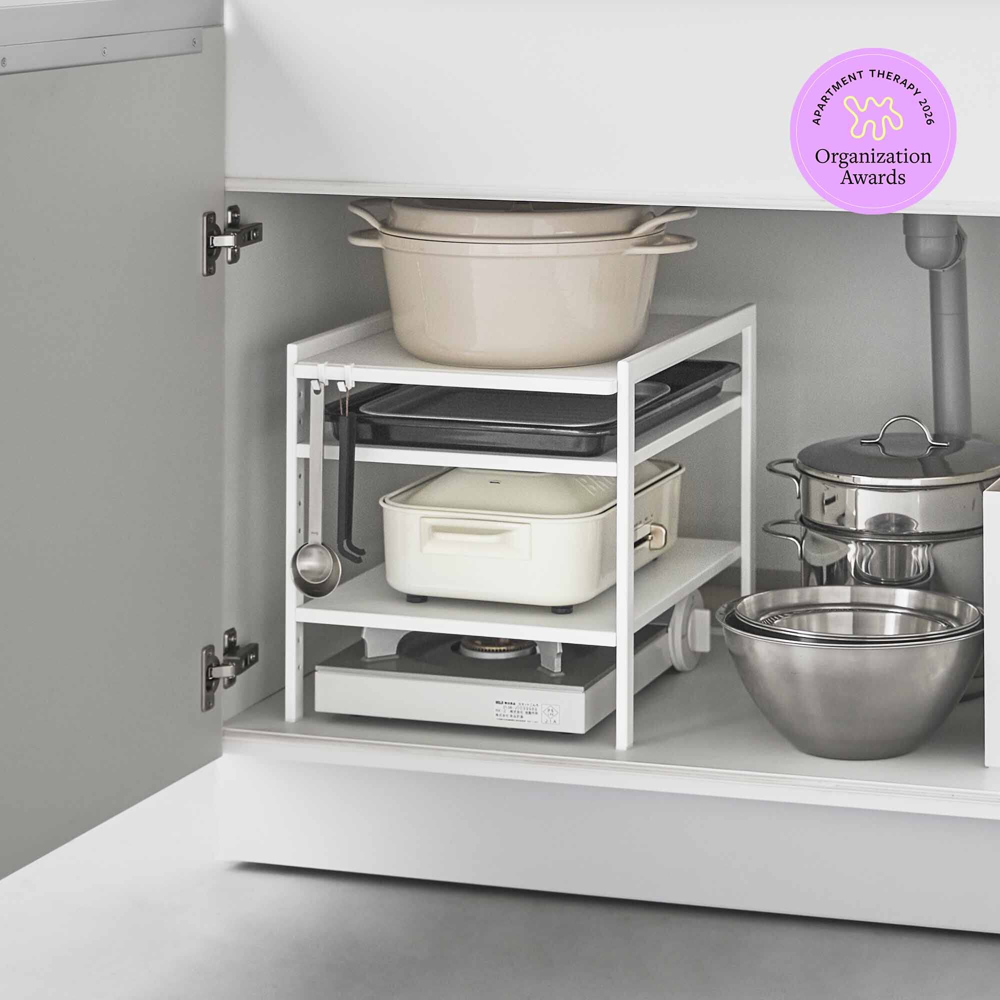 Yamazaki Home Three-Tier Cabinet Storage Rack (14" H)  - Steel