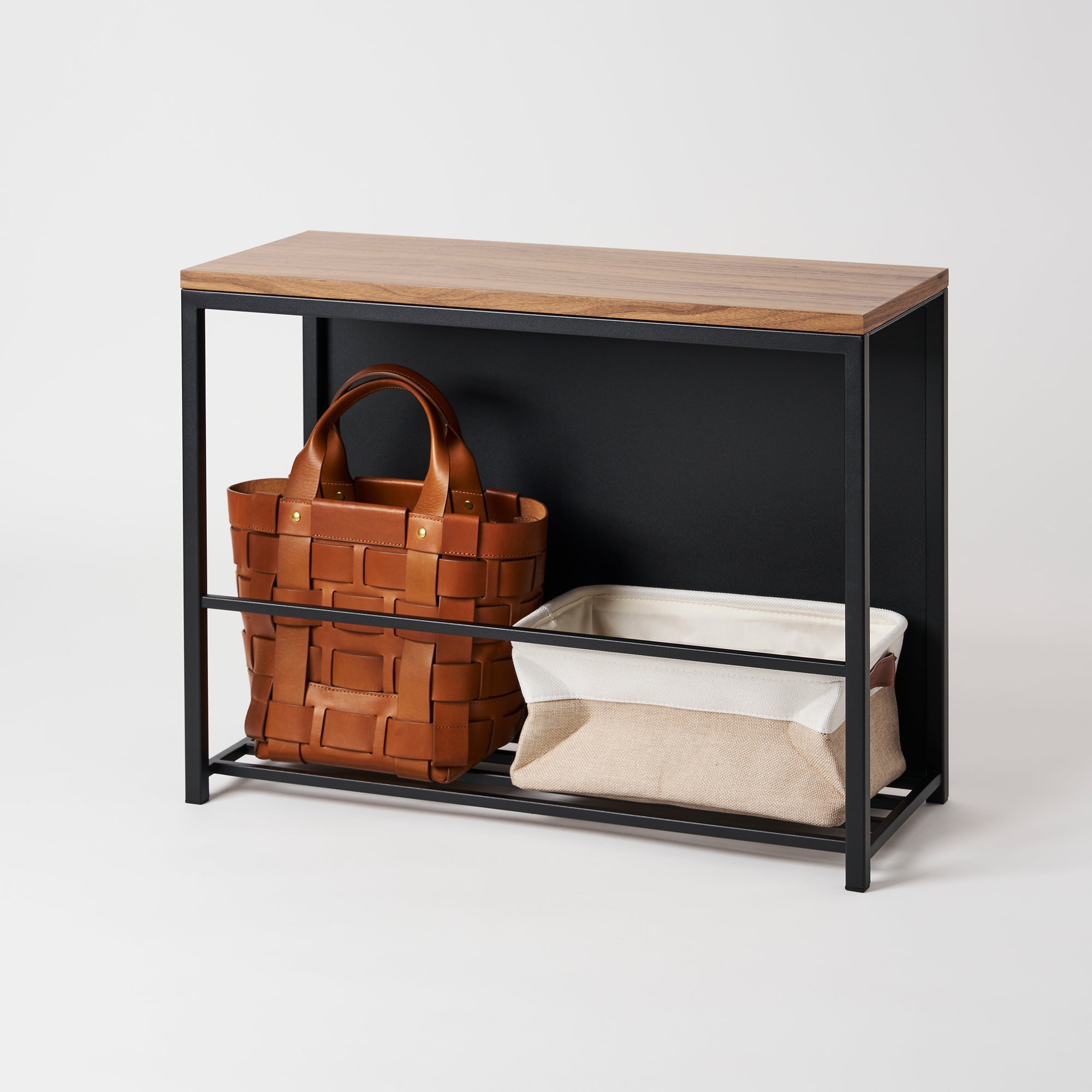Yamazaki Home Entryway Storage Organizer & Bench (18" H)  - Steel + Wood