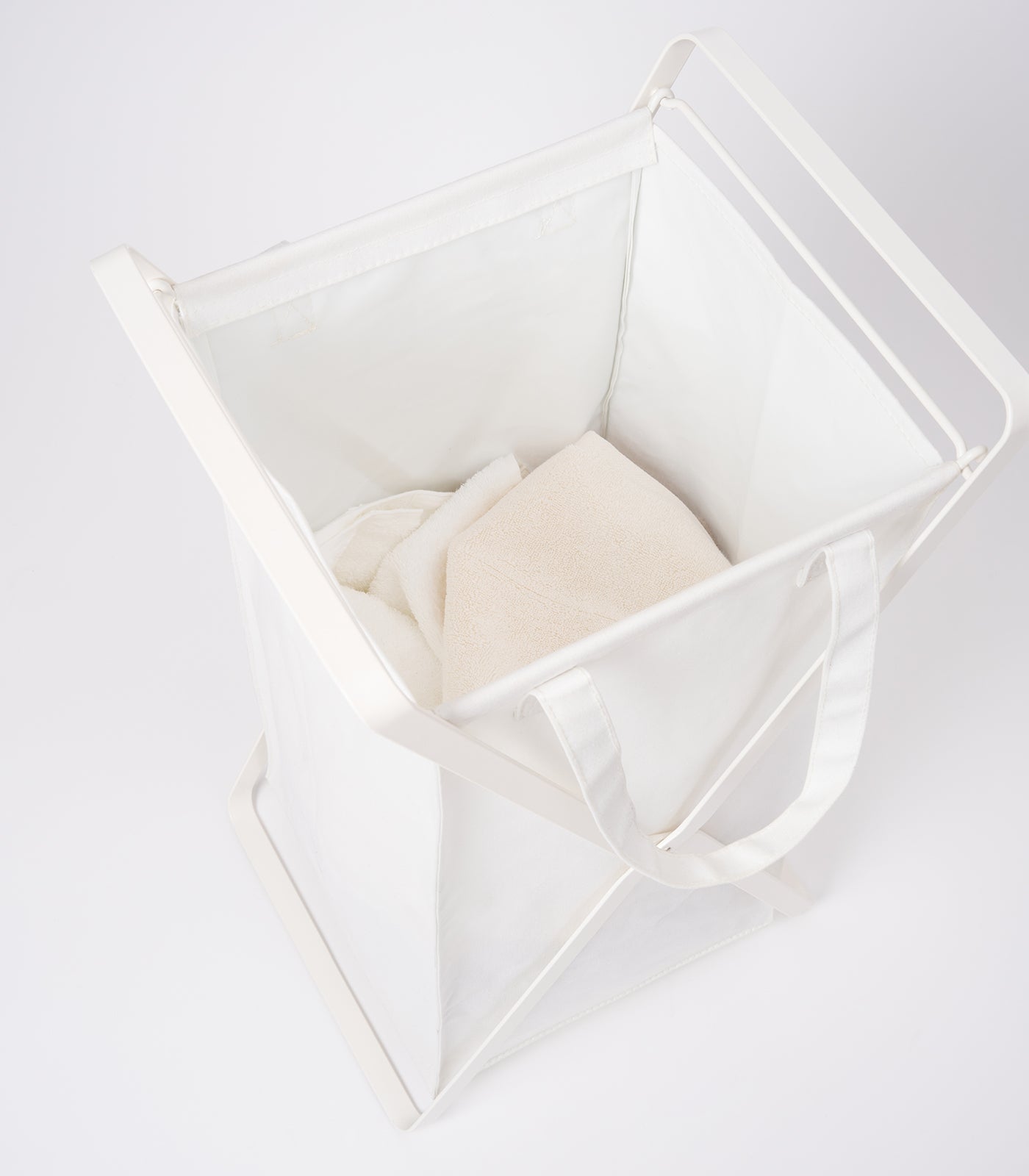 Yamazaki Home Laundry Hamper with Cotton Liner - Two Sizes - Steel + Cotton