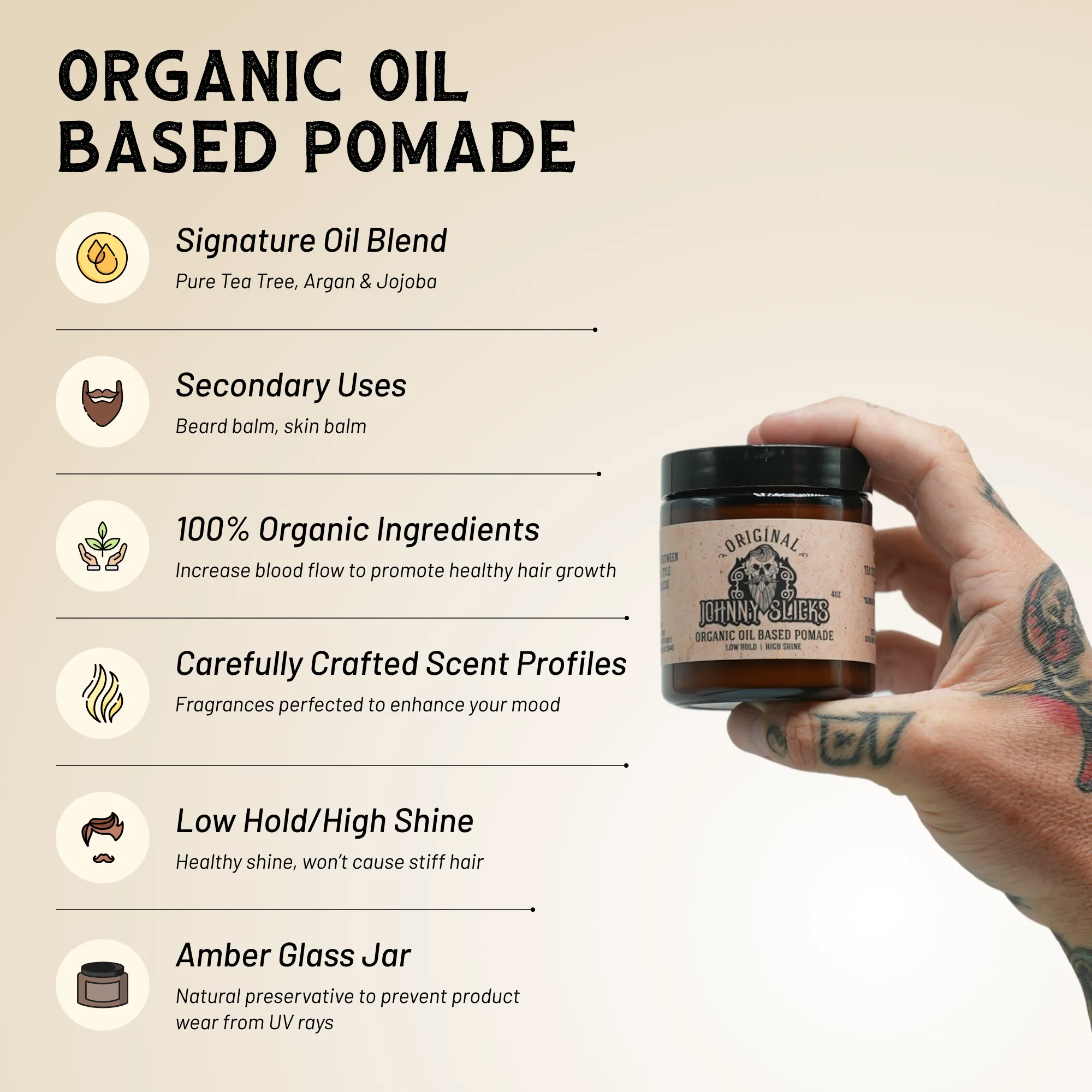 Johnny Slicks Organic Oil Based Pomade