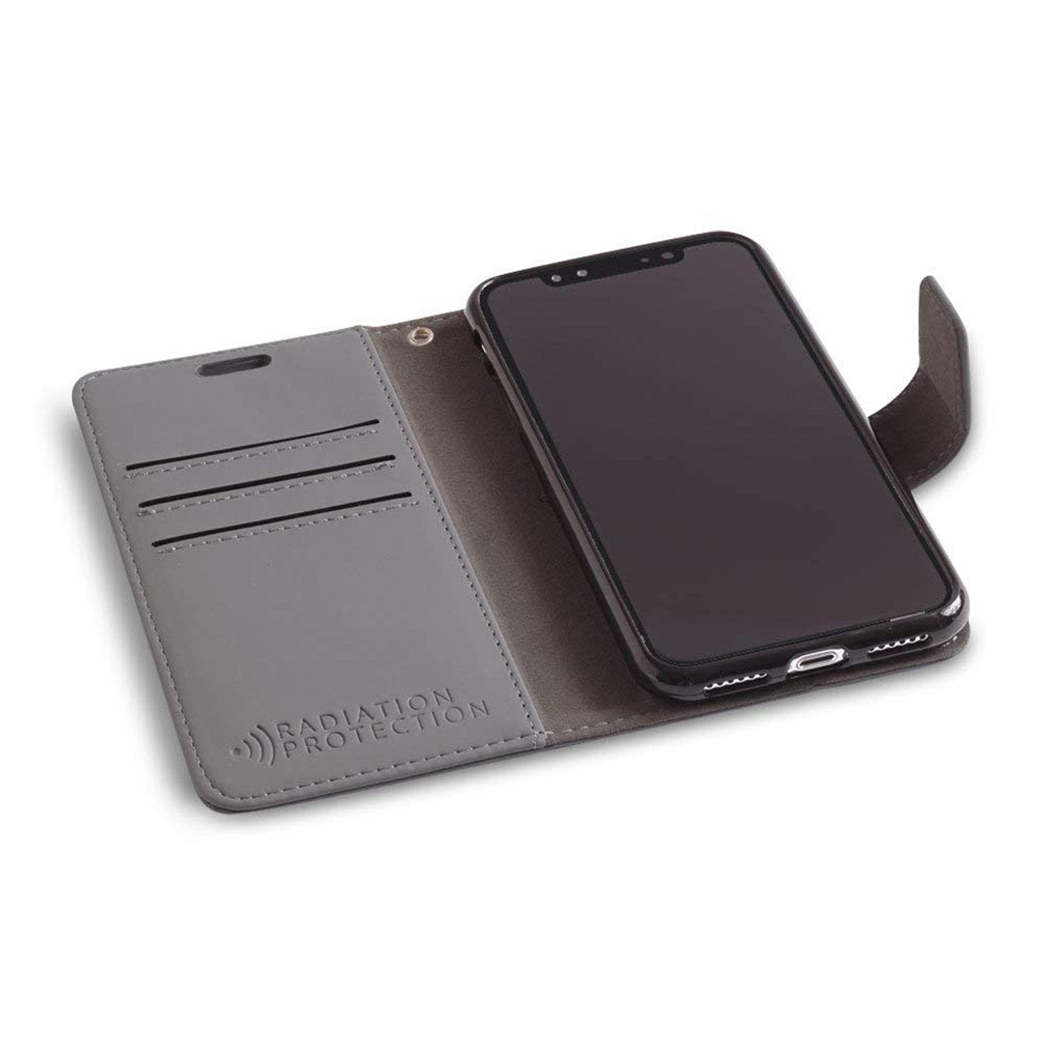 Phone case with radiation protection feature on a white background