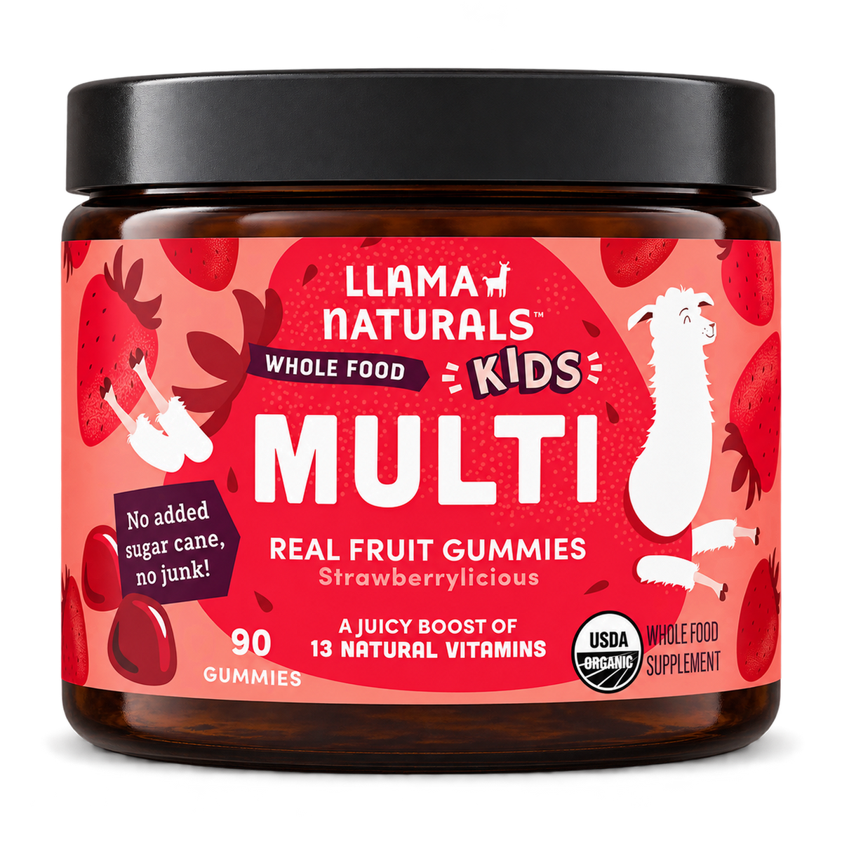 Llama Naturals Organic Kids Multivitamin - Strawberry Gummies