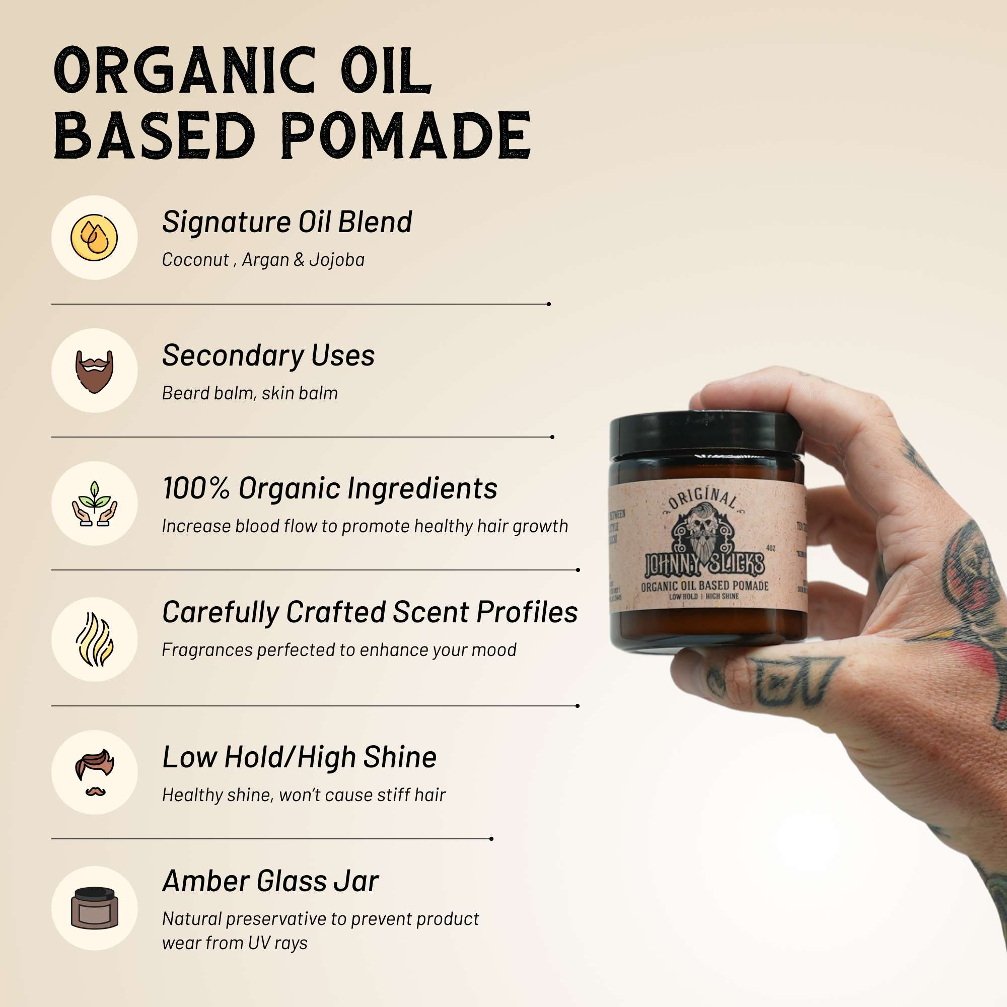 Johnny Slicks Organic Oil Based Pomade