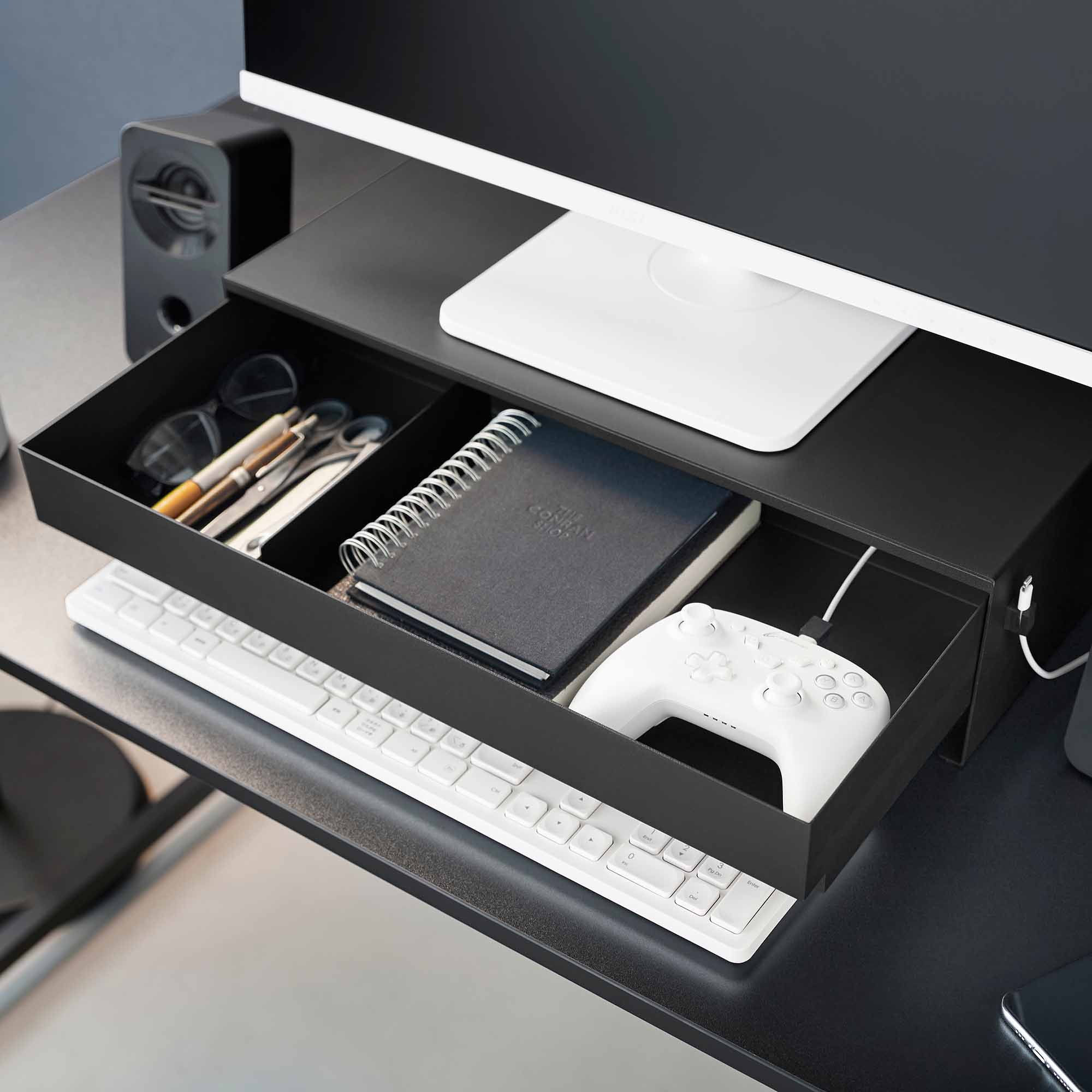 Yamazaki Home Monitor Stand With Drawer - Steel