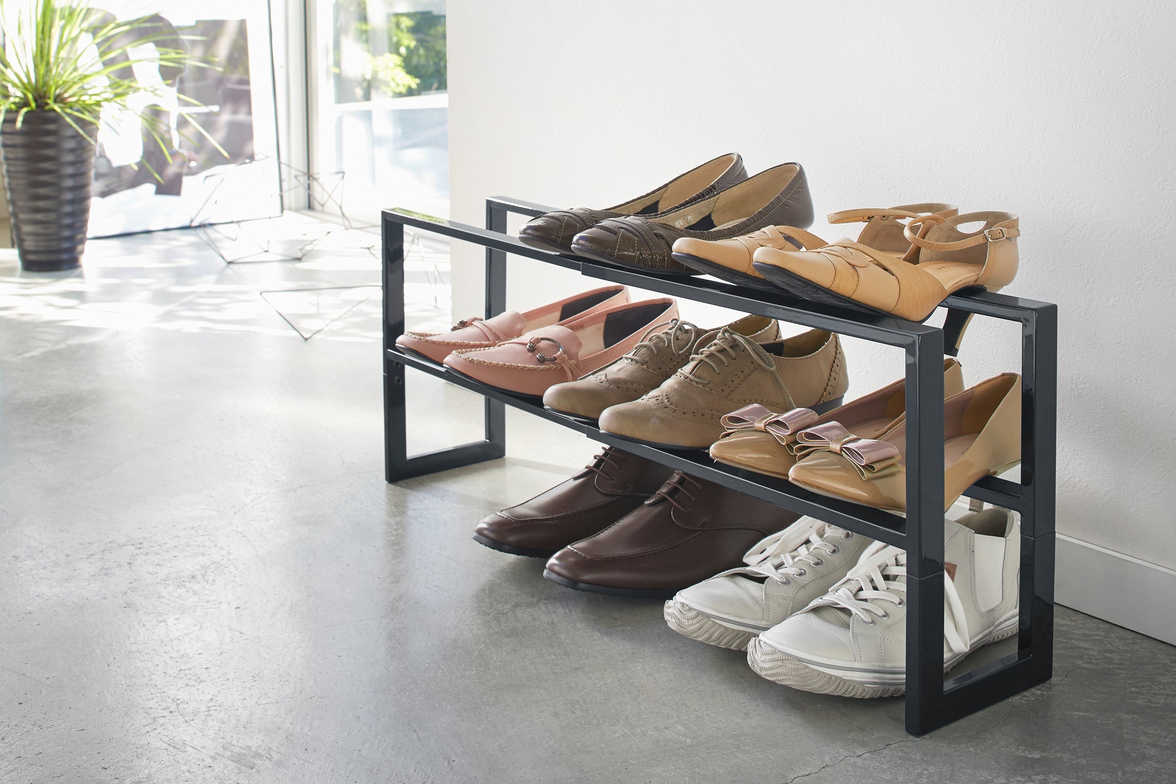 Yamazaki Home Two-Tier Expandable Shoe Rack (11.8" H)  - Steel