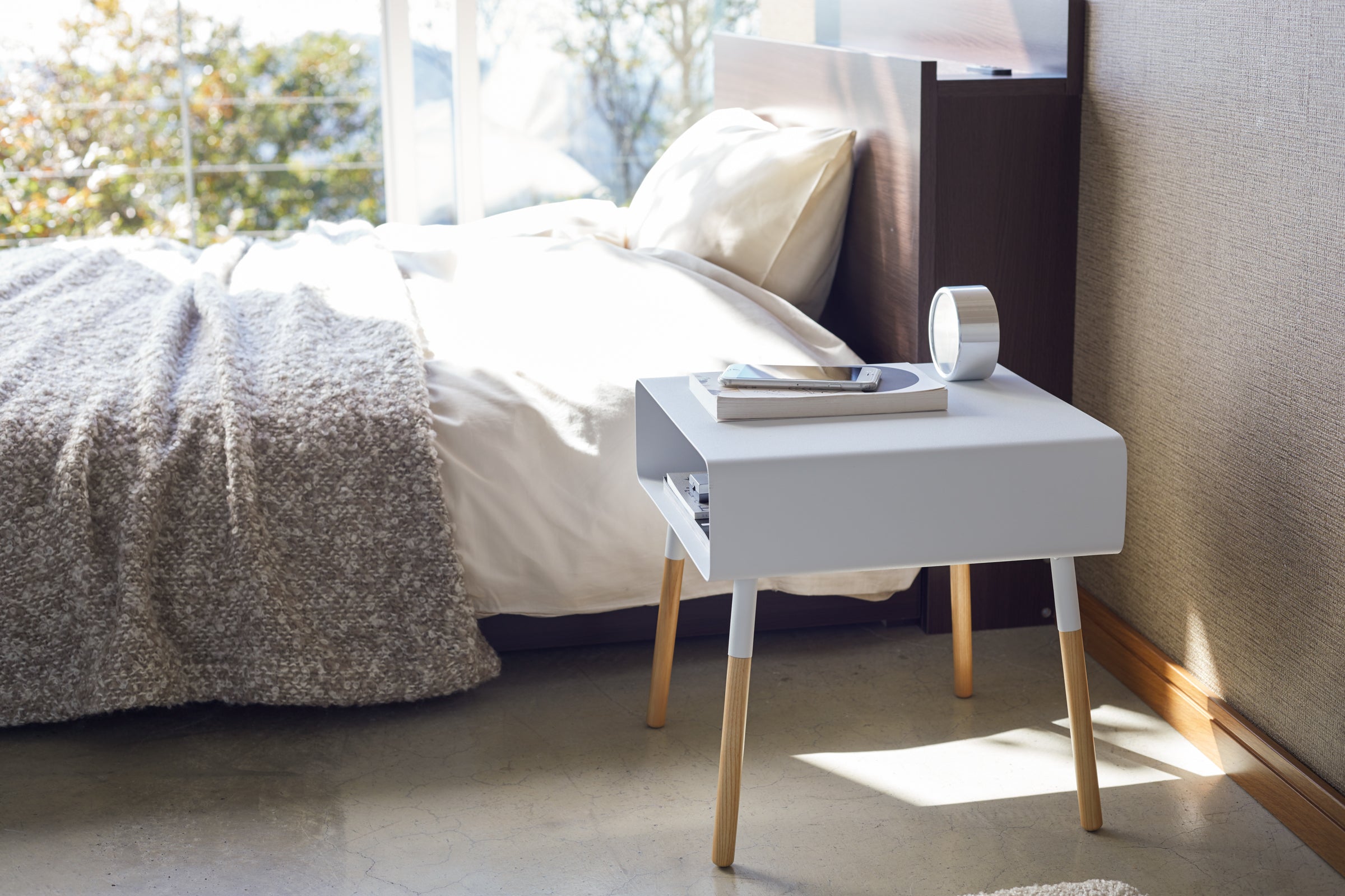 Yamazaki Home Storage Table - Short (14" H)  - Steel + Wood