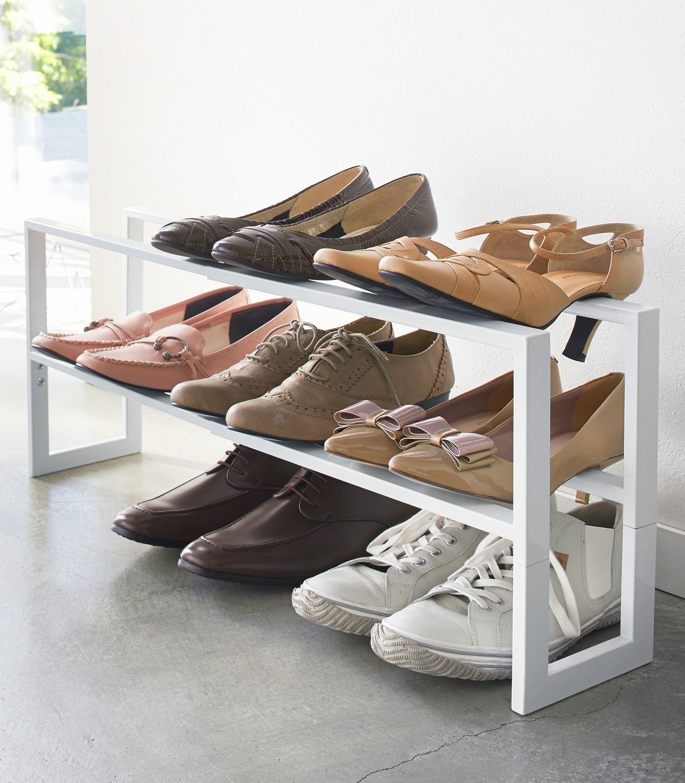 Yamazaki Home Two-Tier Expandable Shoe Rack (11.8" H)  - Steel