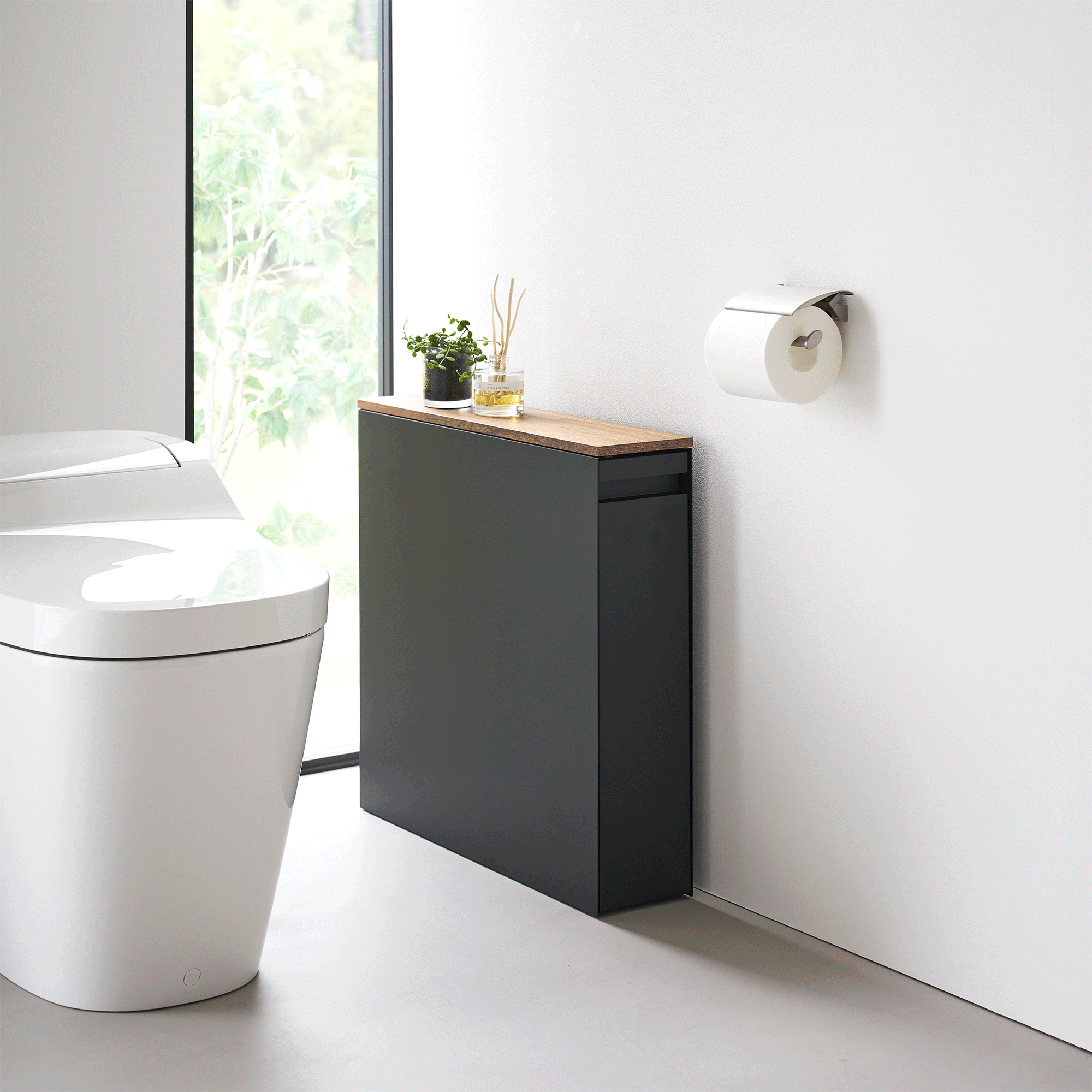 Yamazaki Home Pull-Out Bathroom Storage Cabinet - Steel + Wood