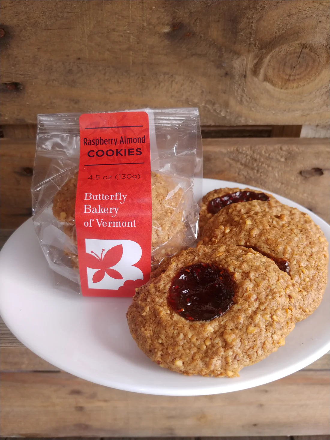 Butterfly Bakery Raspbery Almond Cookies 2-Pack (8 Cookies)