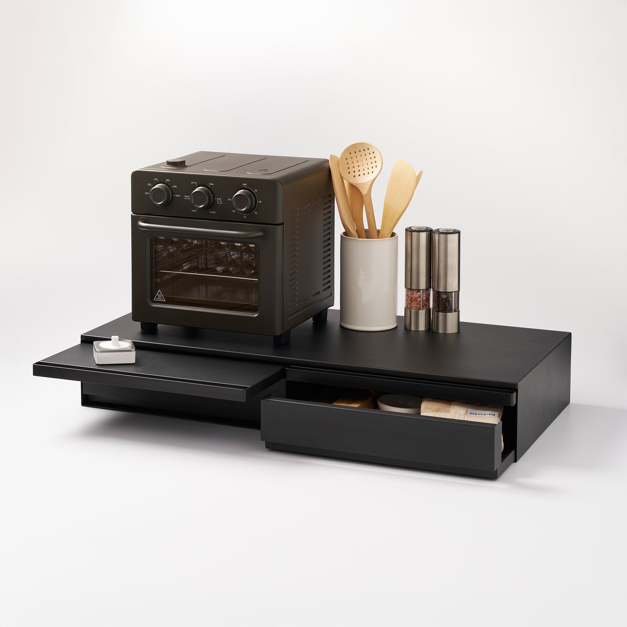 Yamazaki Home Countertop Drawer with Pull-Out Shelf - Wide - Steel