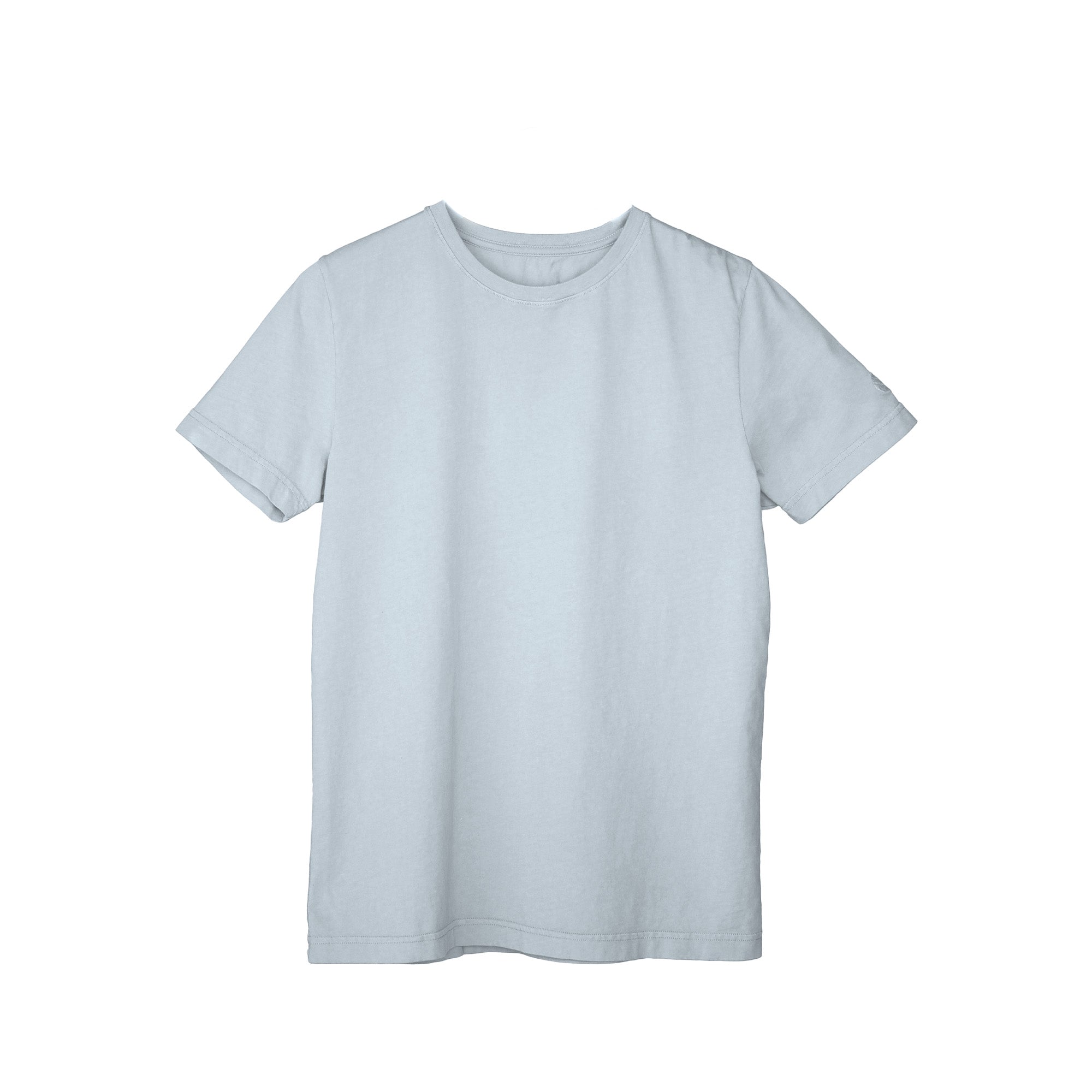 Plain light blue t-shirt on a white background